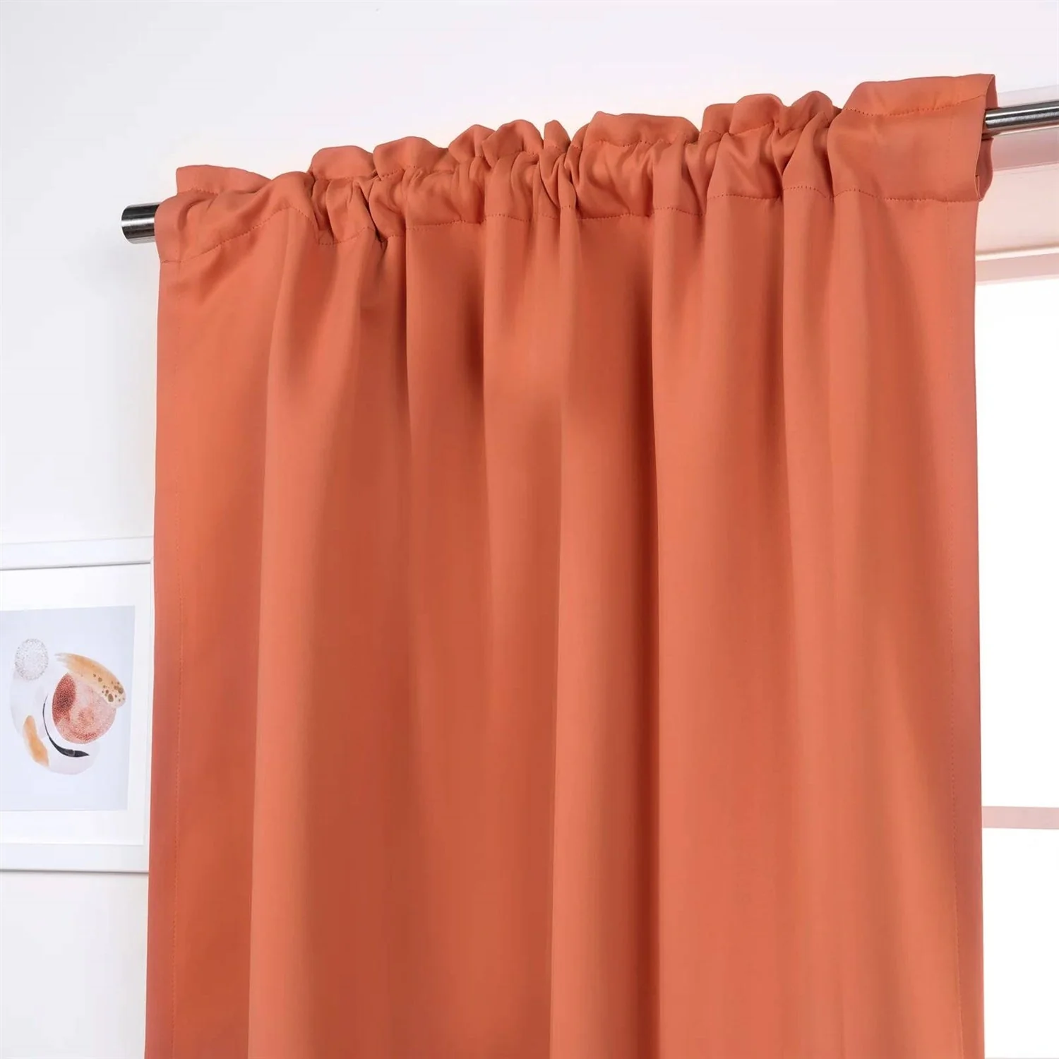 52 x 96 inch Solid Orange Apricot Thermal Blackout Curtain Panels - Set of 2 - Image 2