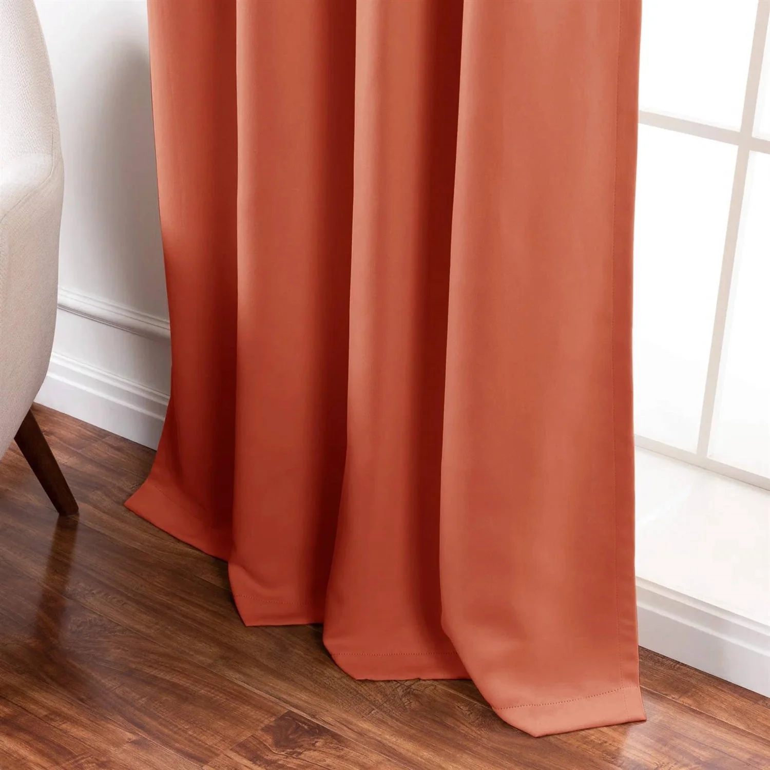 52 x 96 inch Solid Orange Apricot Thermal Blackout Curtain Panels - Set of 2 - Image 3
