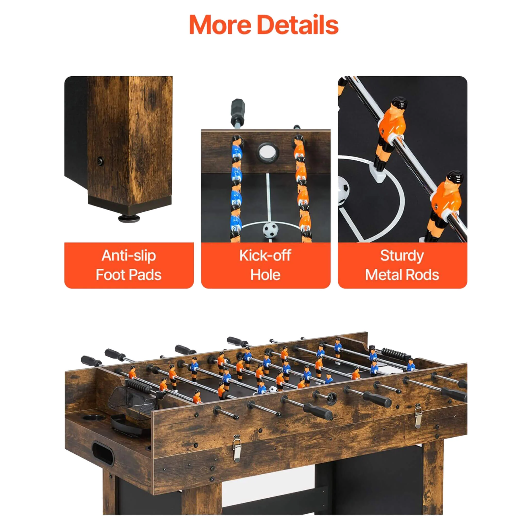 54-Inch 3-In-1 Air Hockey, Ping Pong And Foosball Table Combo (SAK14896) - Image 8