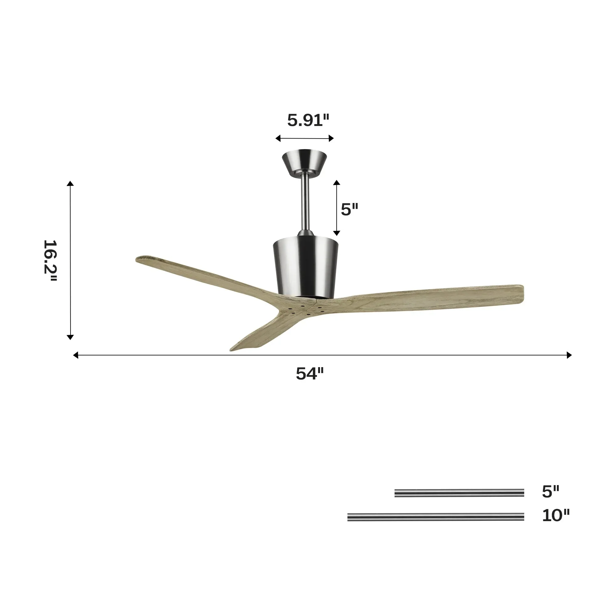 54 Inch Dylan Solid Wood Blades Downrod Mount Ceiling Fan with Remote Control - Image 14