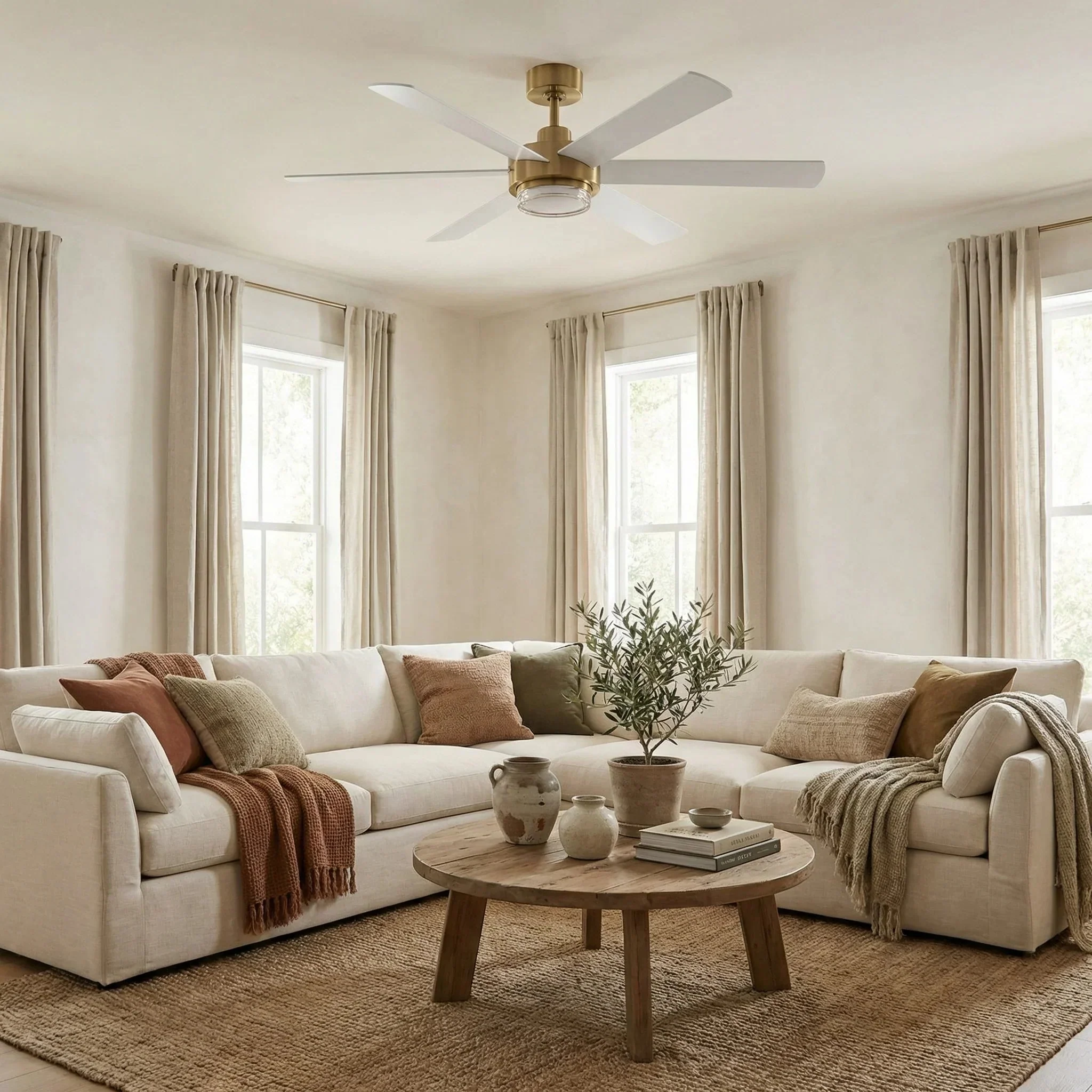 54 Inch Kama Modern Downrod Mount Ceiling Fan with Remote Control and LED Light - Image 2