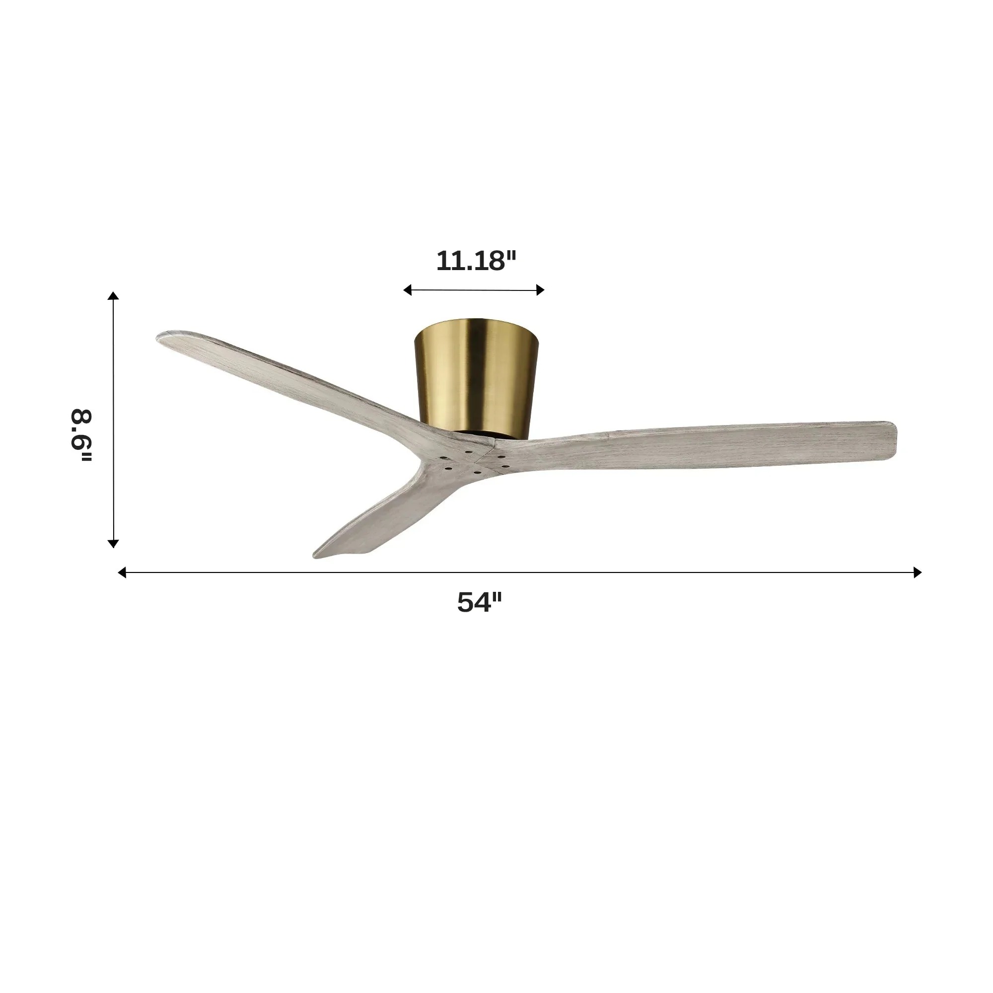 54 Inch Ward Solid Wood Blades Flush Mount Ceiling Fan with Remote Control - Image 17