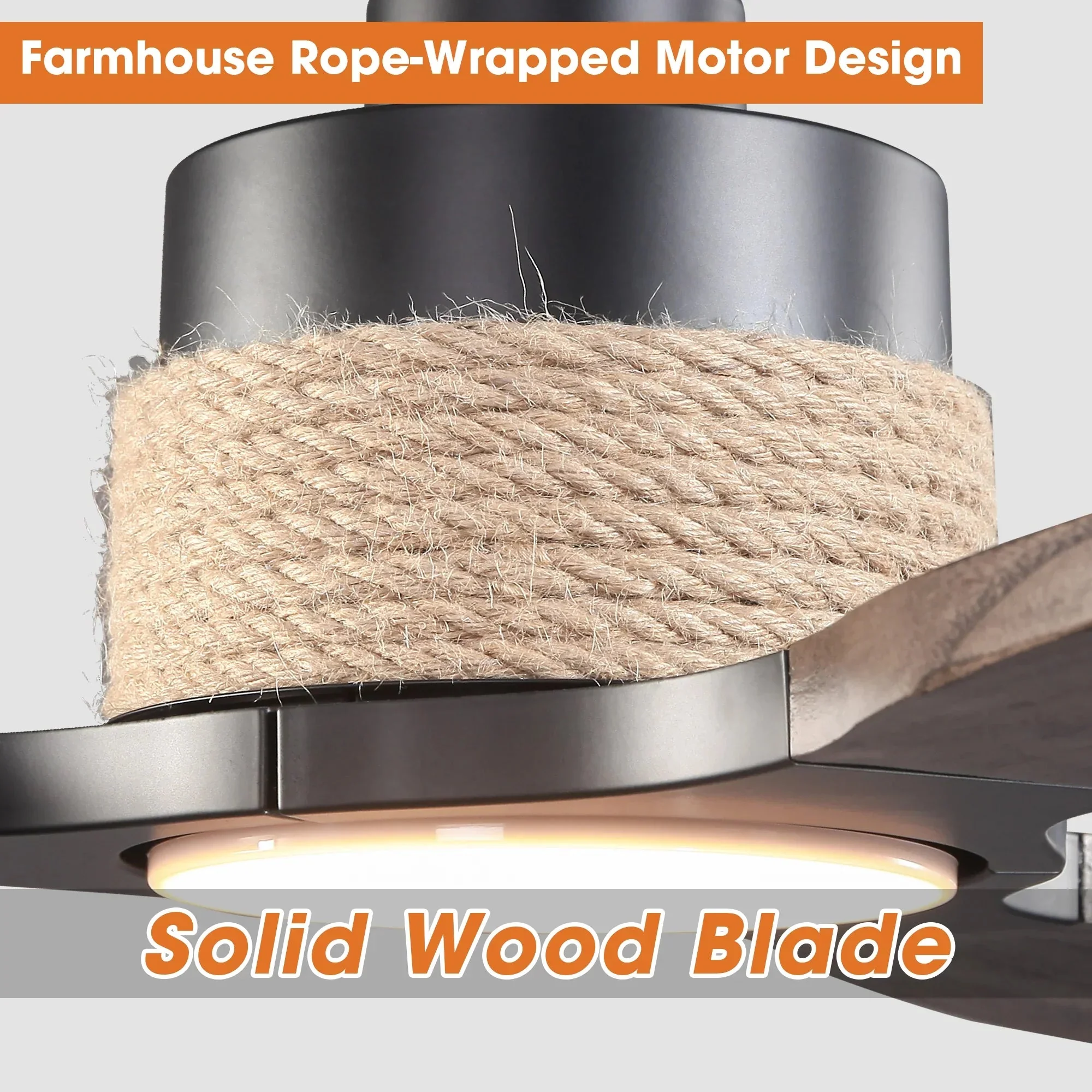 56 Inch Louise Downrod Mount LED Wood Blades Ceiling Fan with Remote Control - Image 10
