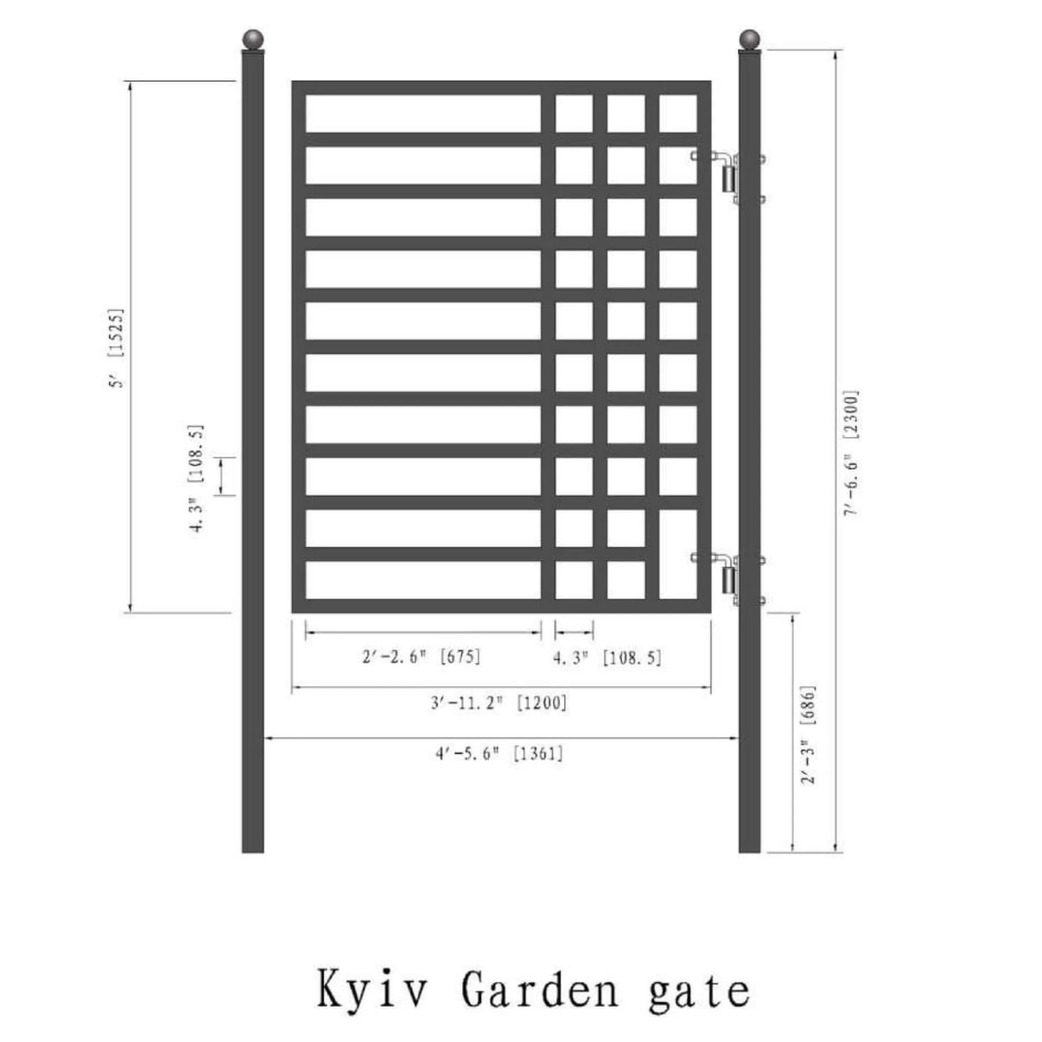 5FT Heavy-Duty Kyiv-Style Powder-Coated Galvanized Steel Pedestrian Gate (SAK45810) - Image 8
