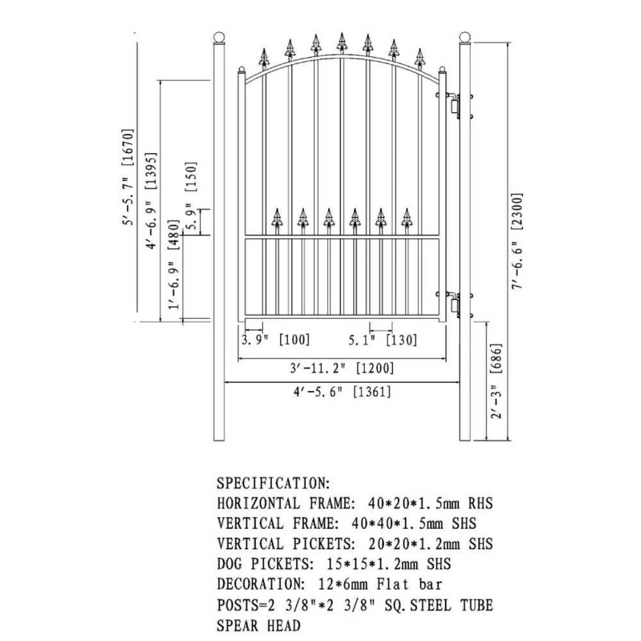 5FT Heavy-Duty Munich Powder-Coated Galvanized Steel Pedestrian Gate (SAK35824) - Image 5