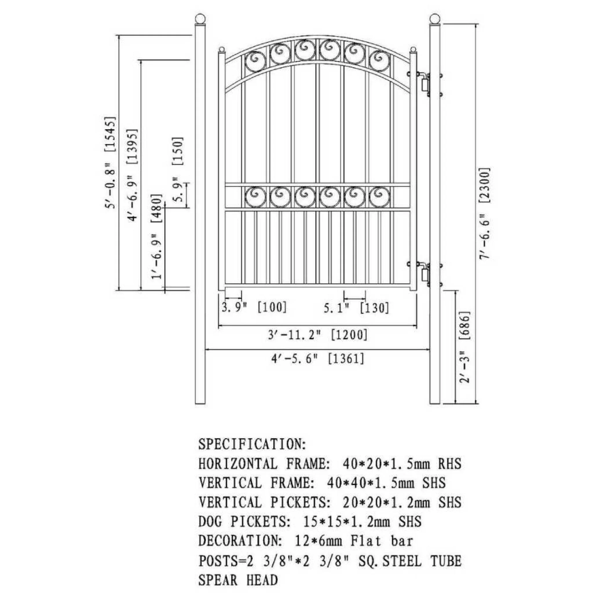 5FT Heavy-Duty Paris Powder-Coated Galvanized Steel Pedestrian Gate (SAK14563) - Image 5
