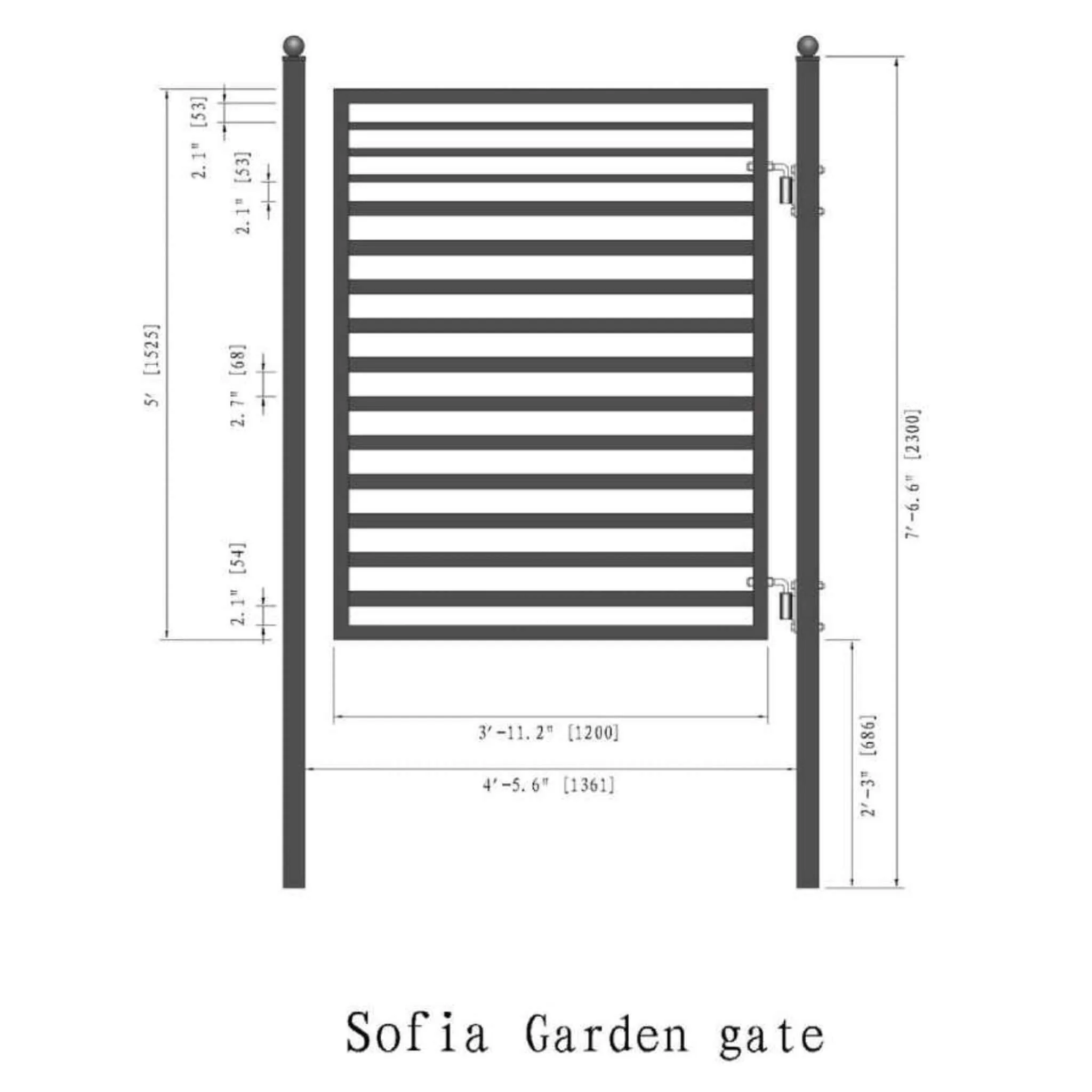 5FT Heavy-Duty Sofia Powder-Coated Galvanized Steel Pedestrian Gate (SAK12567) - Image 9