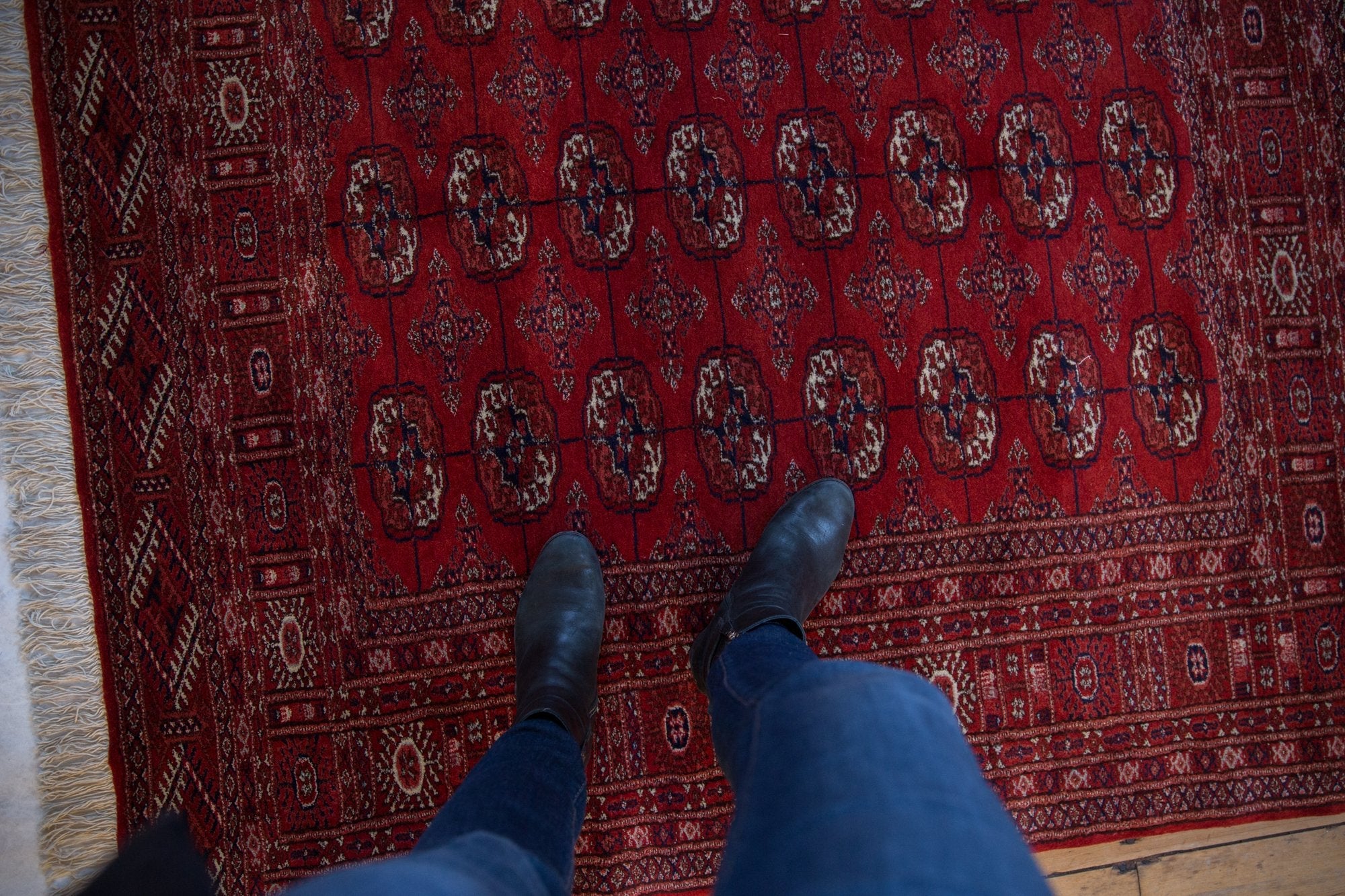 5x5.5 Vintage Fine Pakistani Bokhara Design Square Rug - Image 2