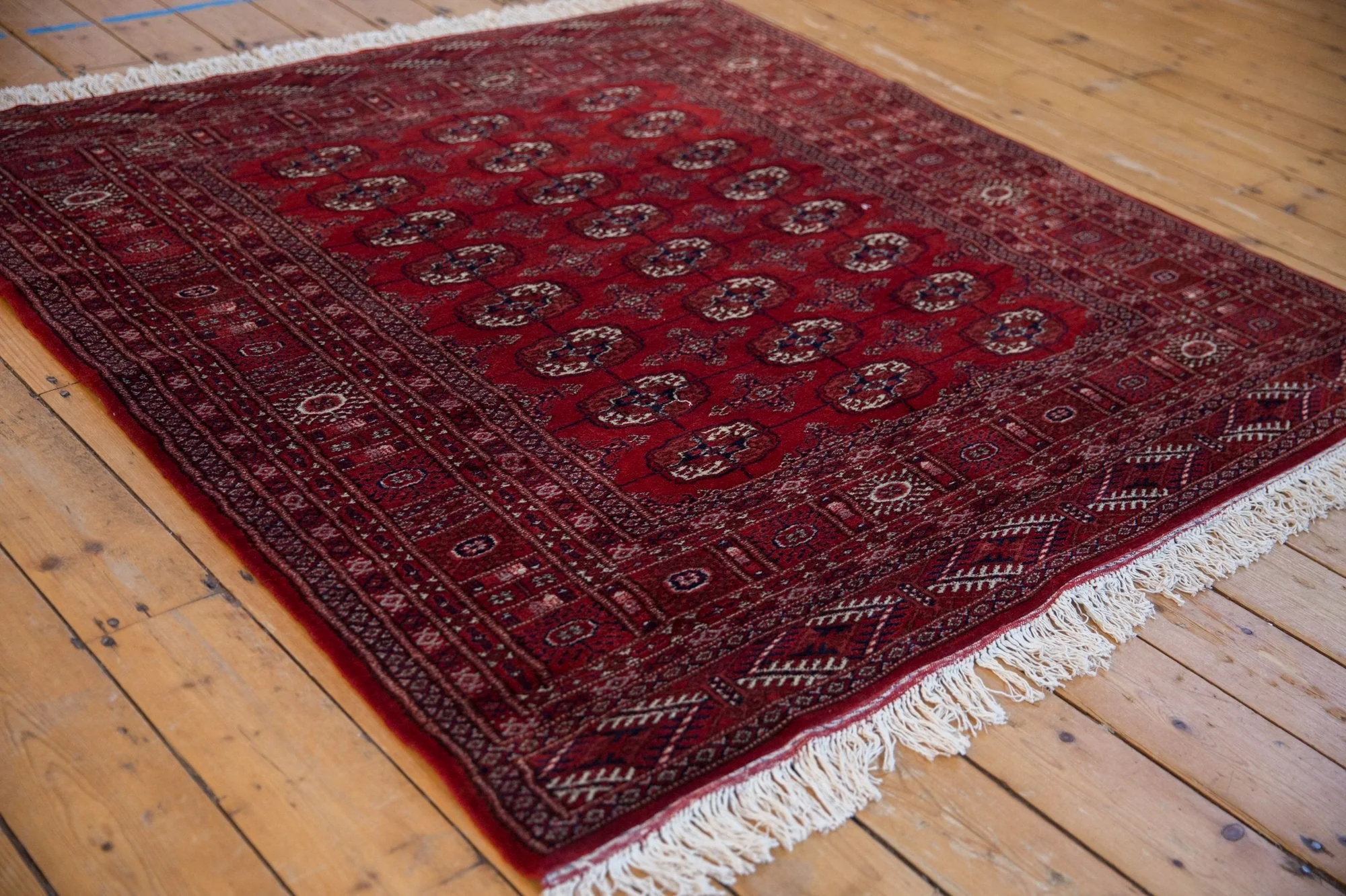 5x5.5 Vintage Fine Pakistani Bokhara Design Square Rug - Image 3