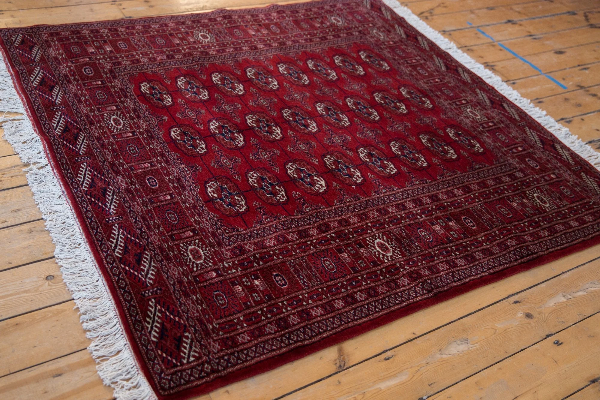 5x5.5 Vintage Fine Pakistani Bokhara Design Square Rug - Image 5