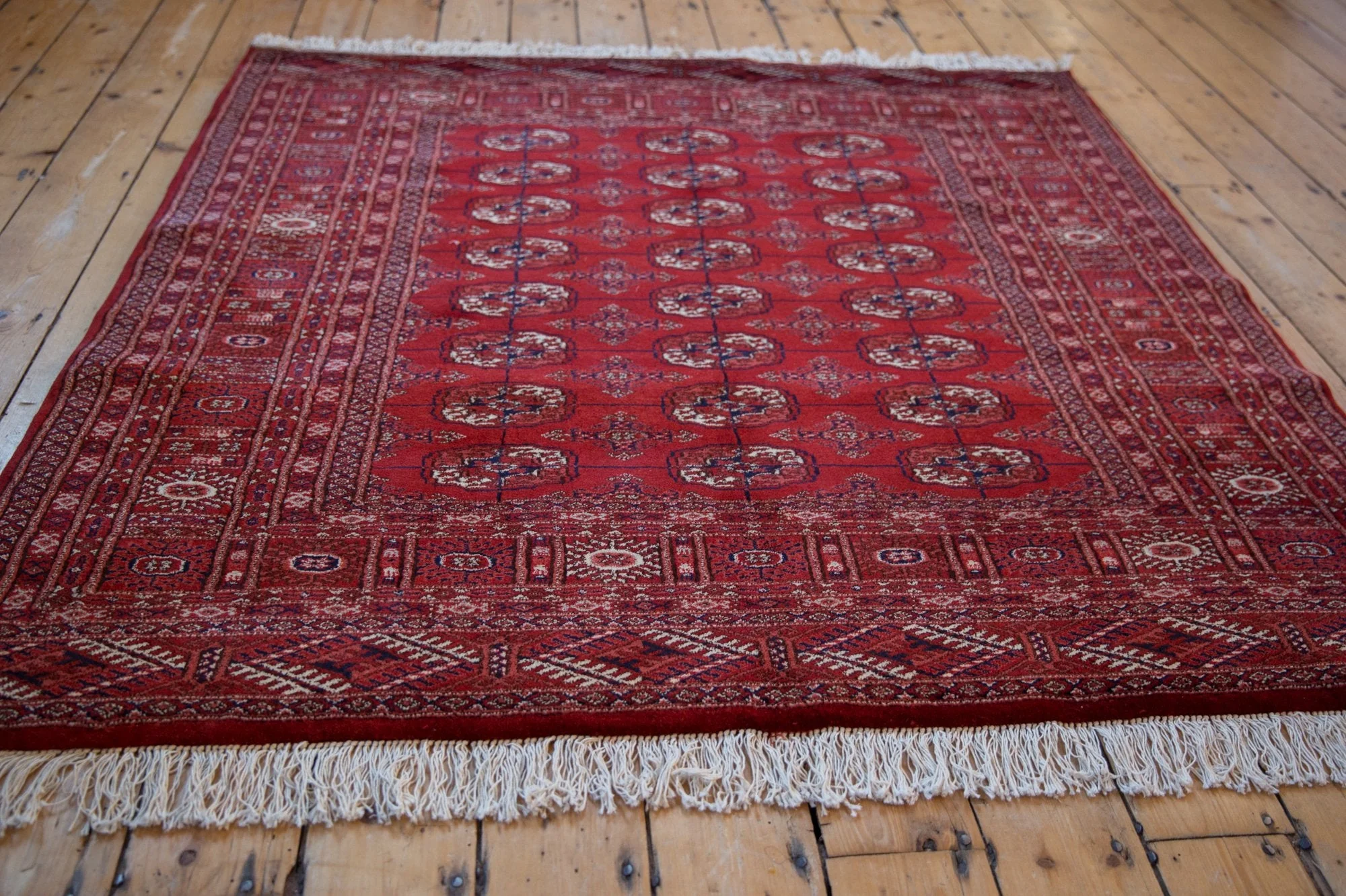 5x5.5 Vintage Fine Pakistani Bokhara Design Square Rug - Image 6