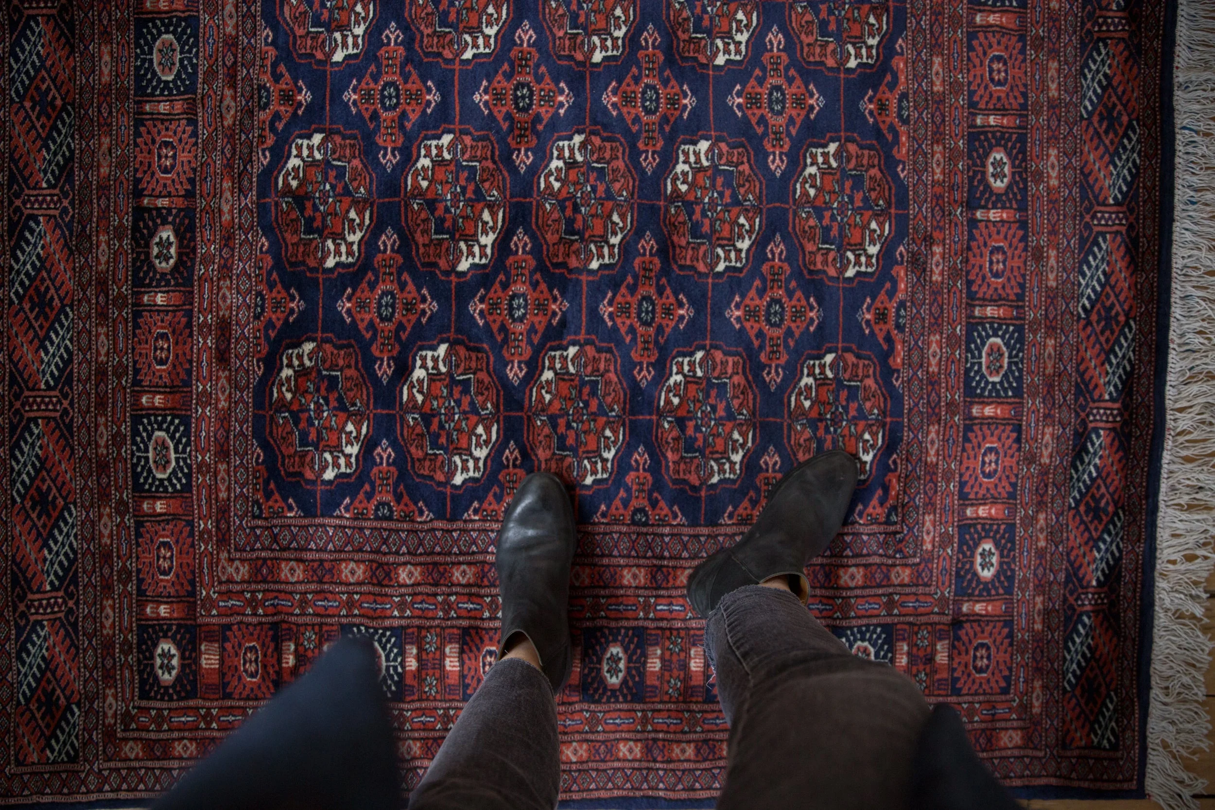 5x5 Vintage Fine Bokhara Square Rug - Image 2