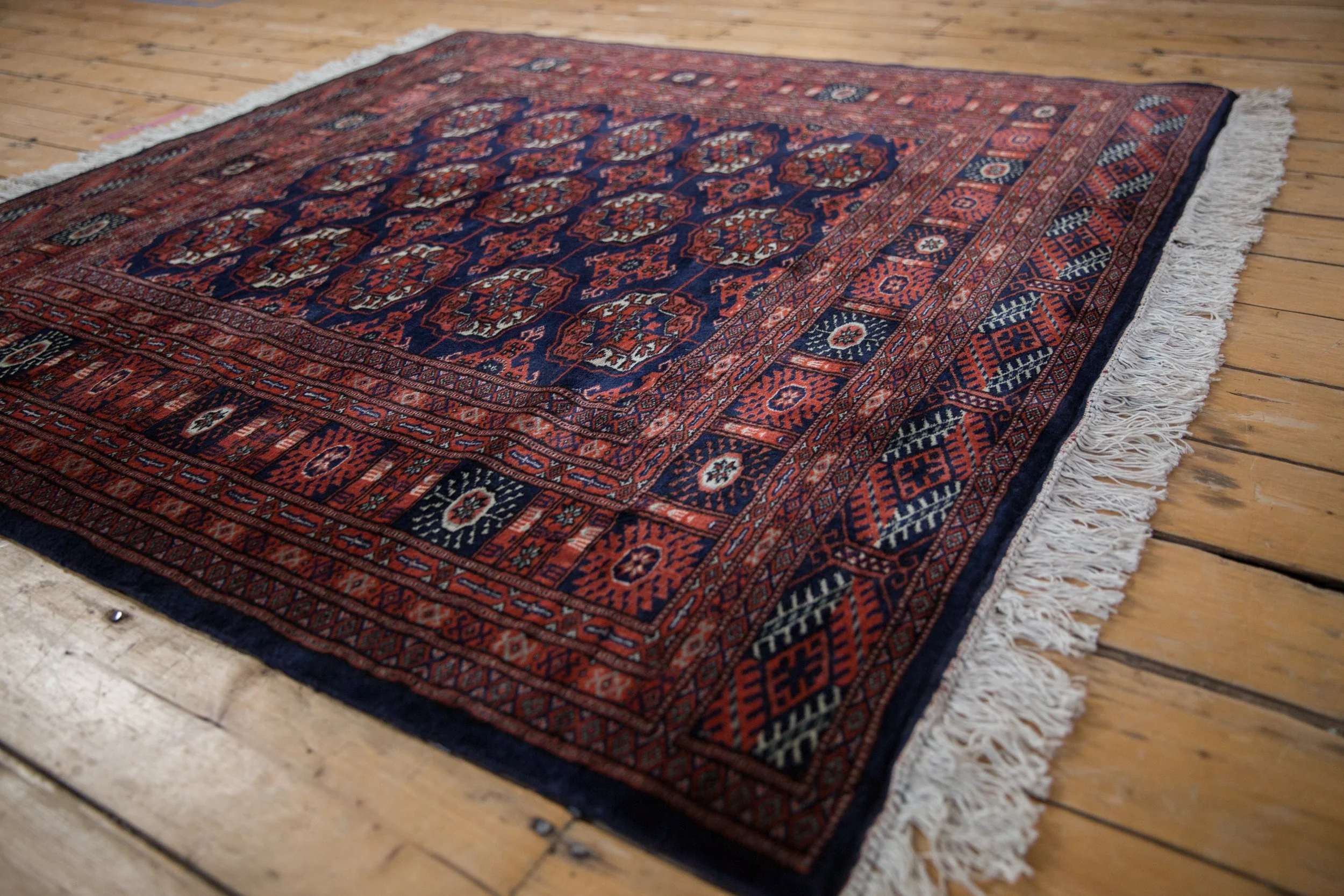 5x5 Vintage Fine Bokhara Square Rug - Image 3