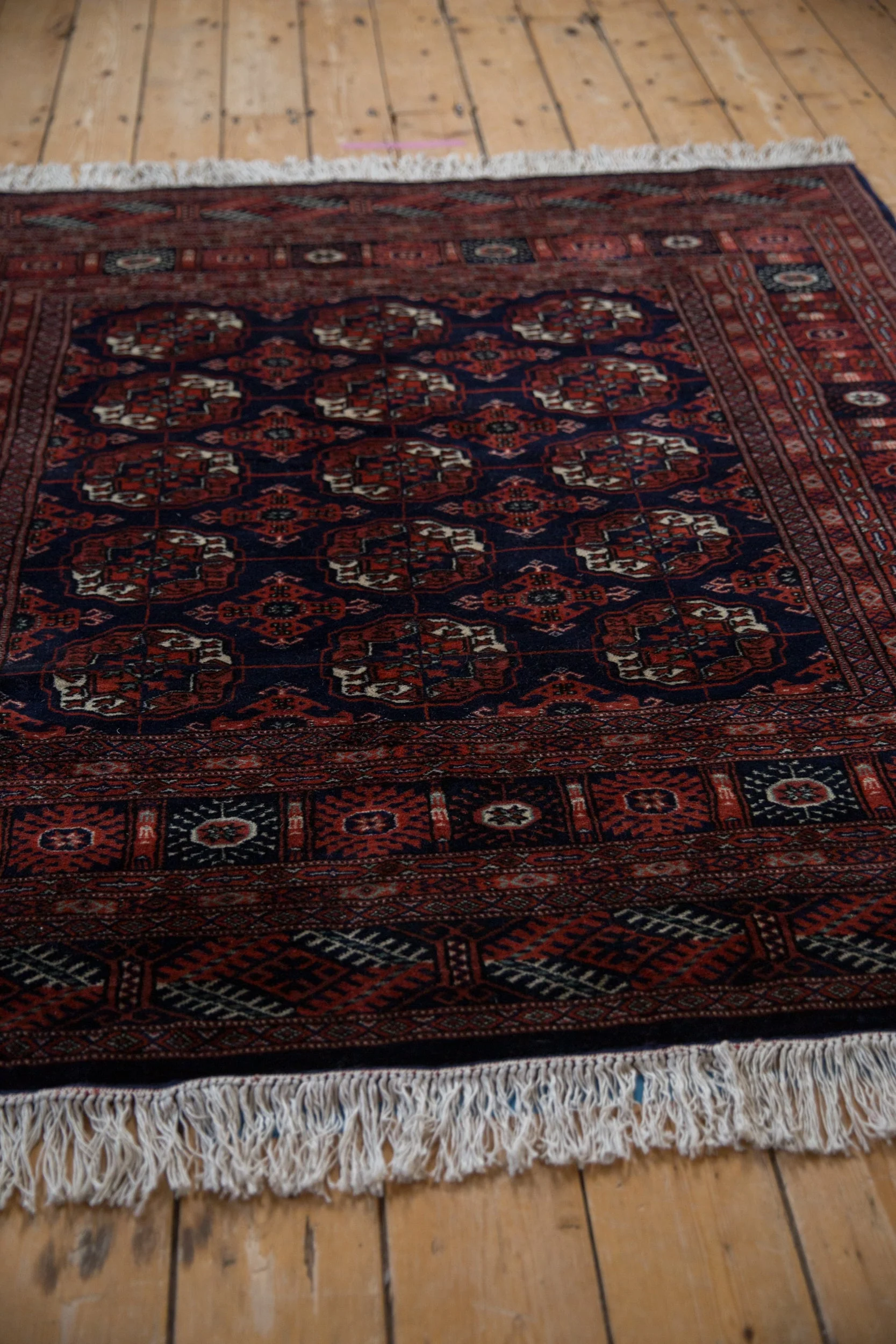 5x5 Vintage Fine Bokhara Square Rug - Image 5