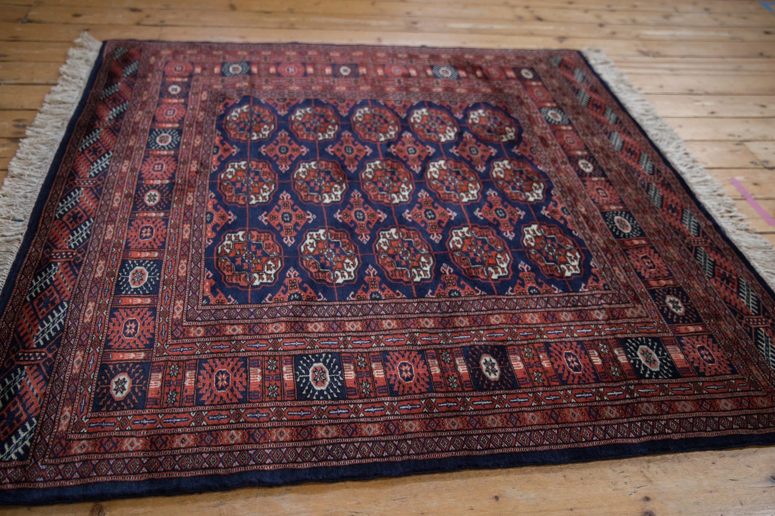 5x5 Vintage Fine Bokhara Square Rug - Image 6