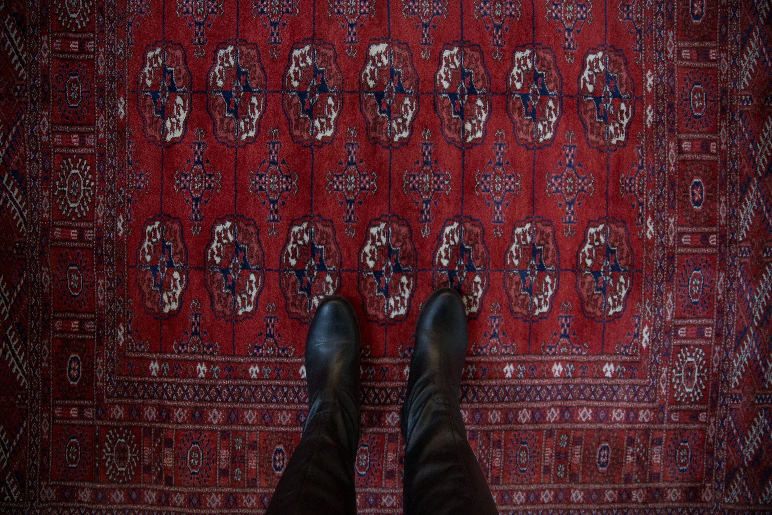 5x5 Vintage Fine Bokhara Square Rug - Image 2