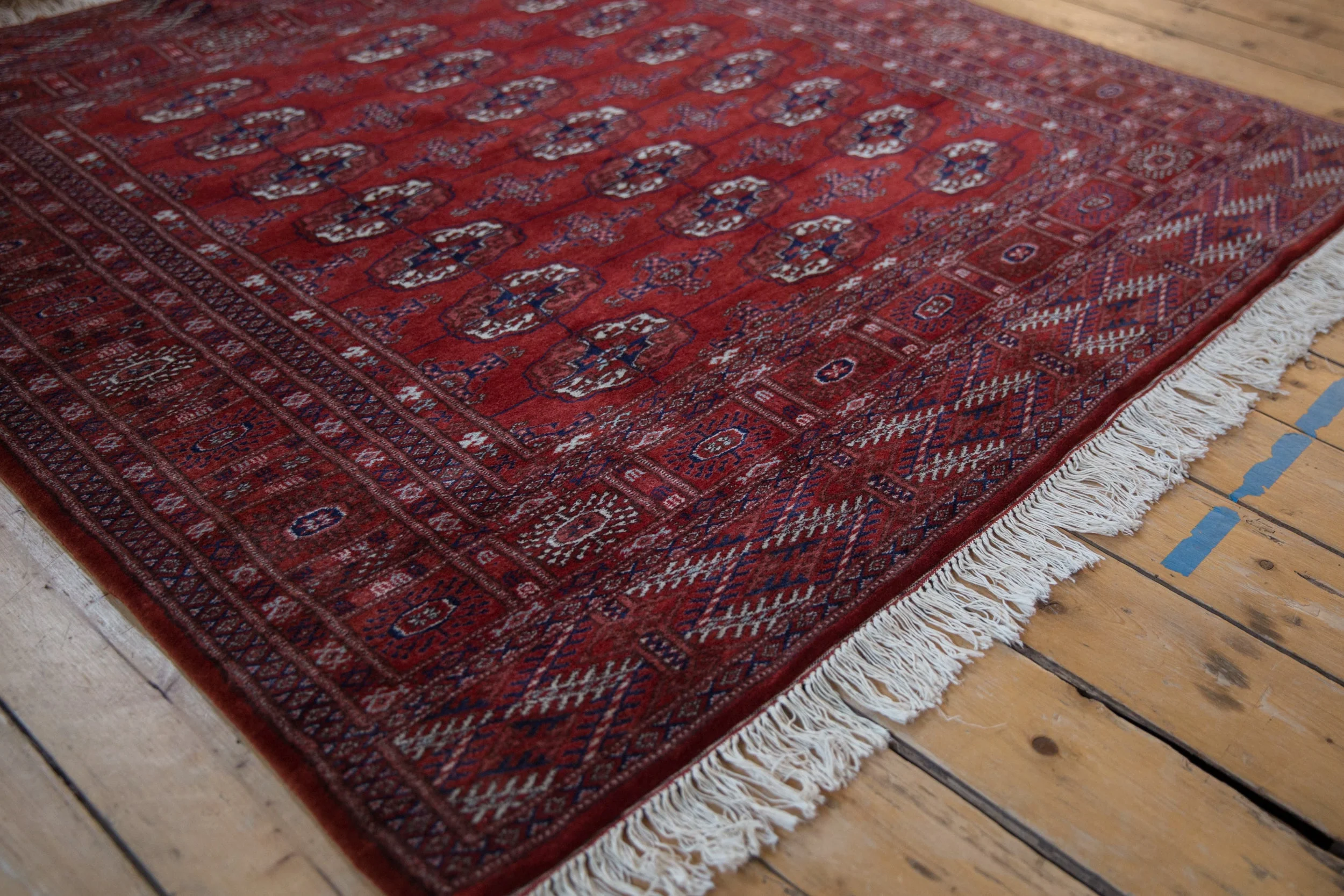 5x5 Vintage Fine Bokhara Square Rug - Image 3