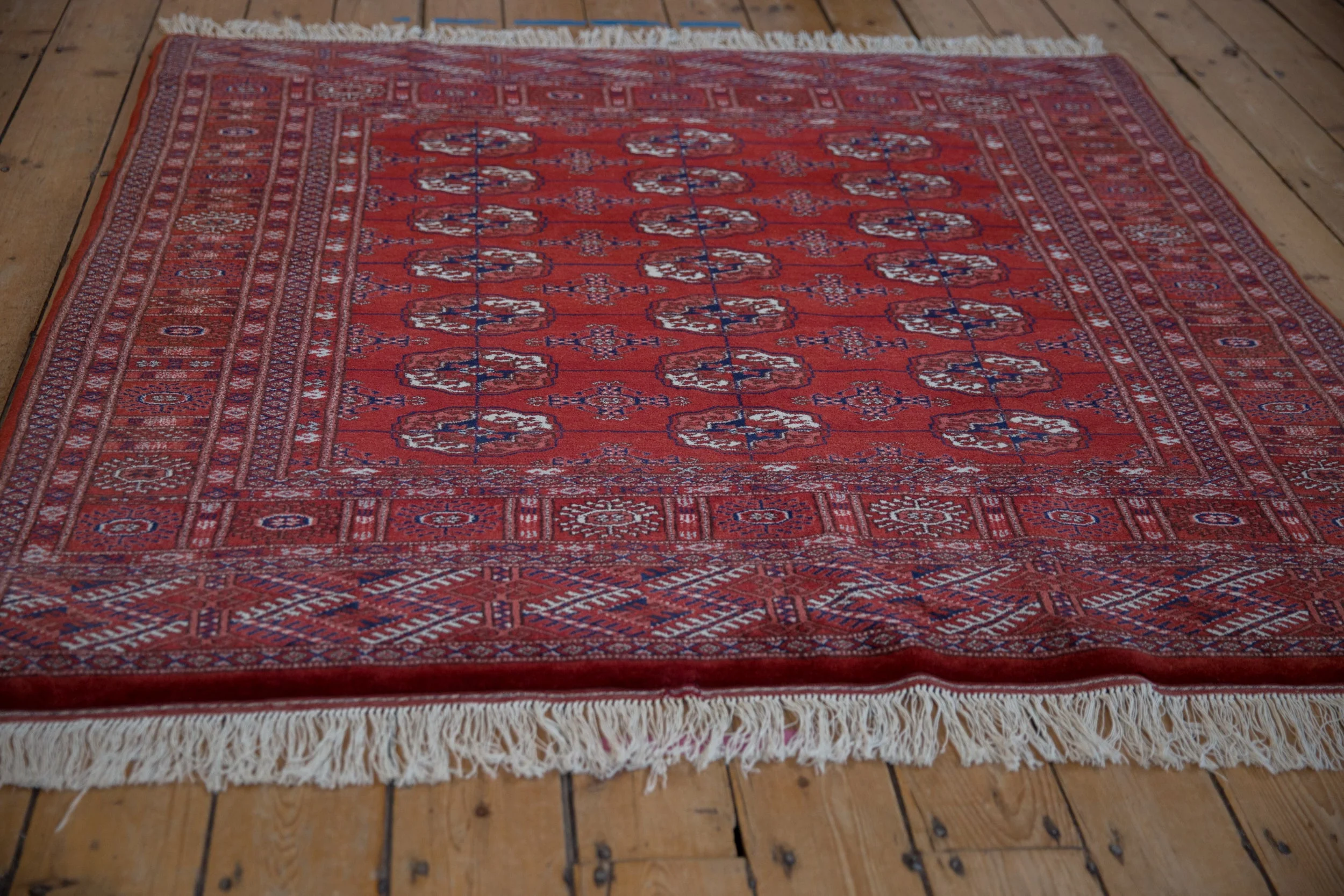 5x5 Vintage Fine Bokhara Square Rug - Image 5