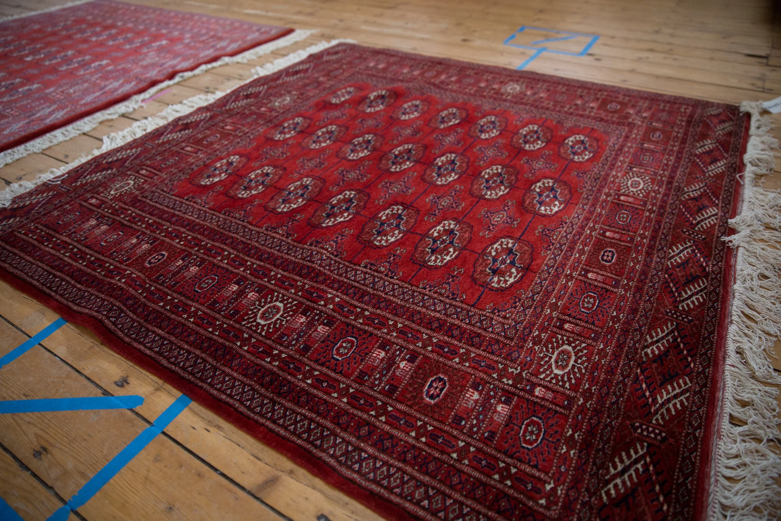 5x5 Vintage Fine Bokhara Square Rug - Image 3