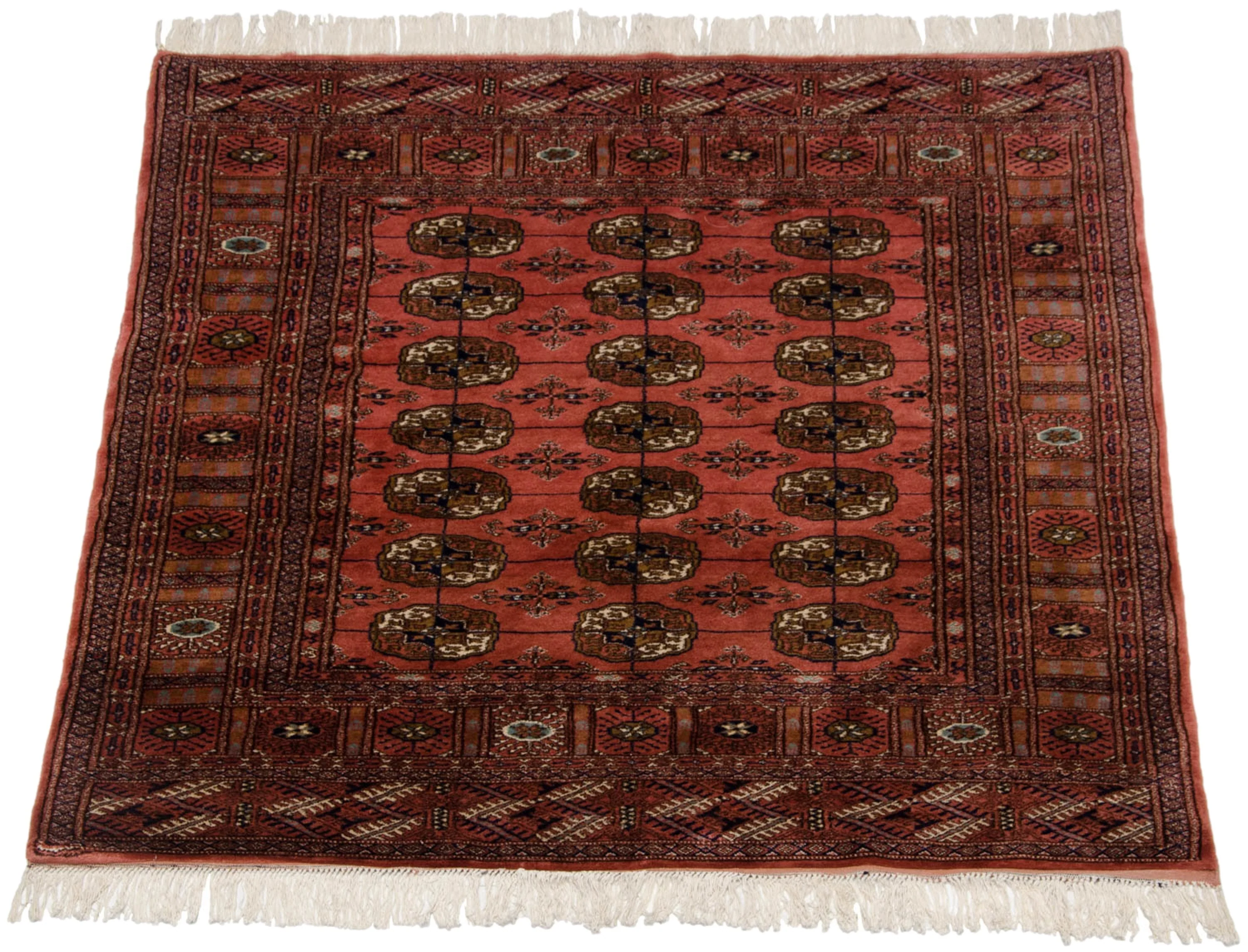 5x5 Vintage Fine Bokhara Square Rug - Image 3