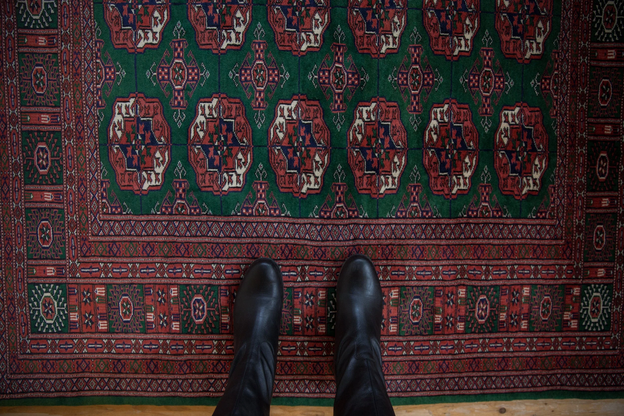 5x5 Vintage Fine Bokhara Square Rug - Image 2