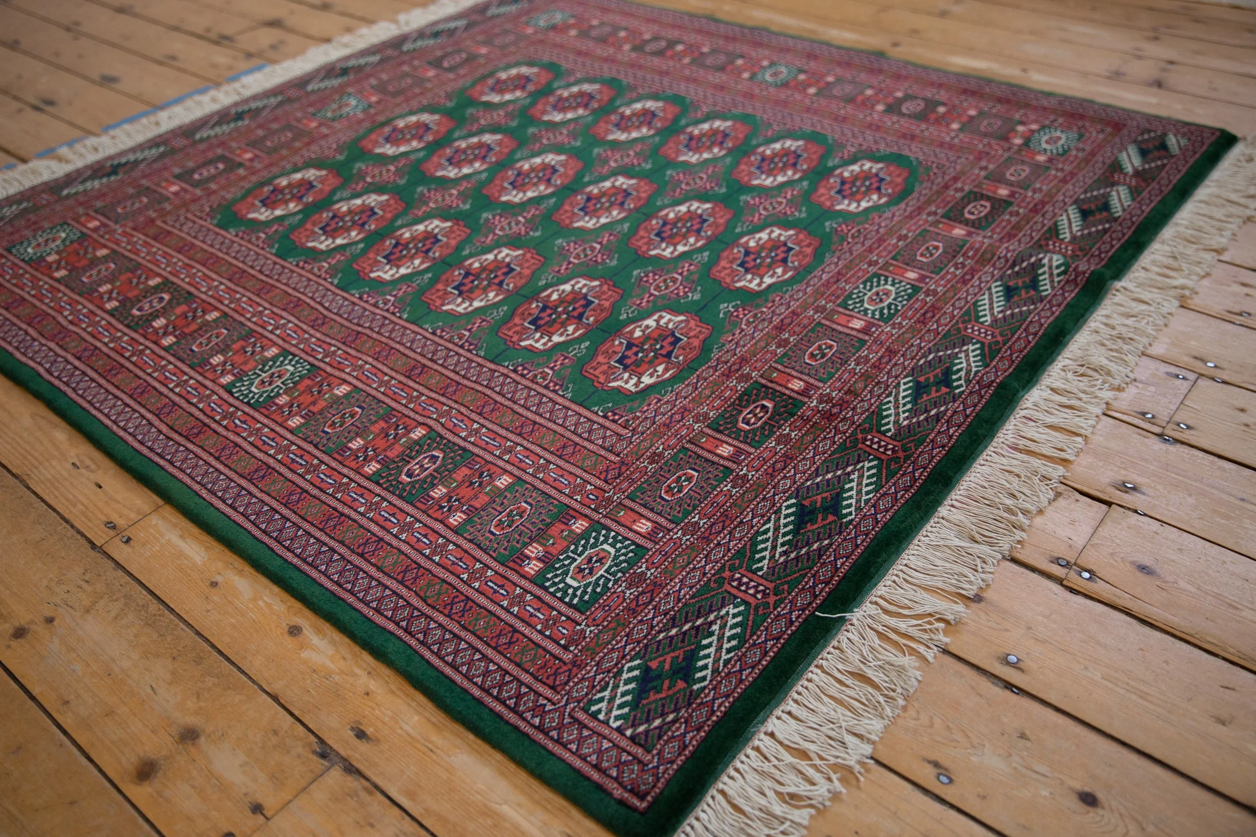5x5 Vintage Fine Bokhara Square Rug - Image 3