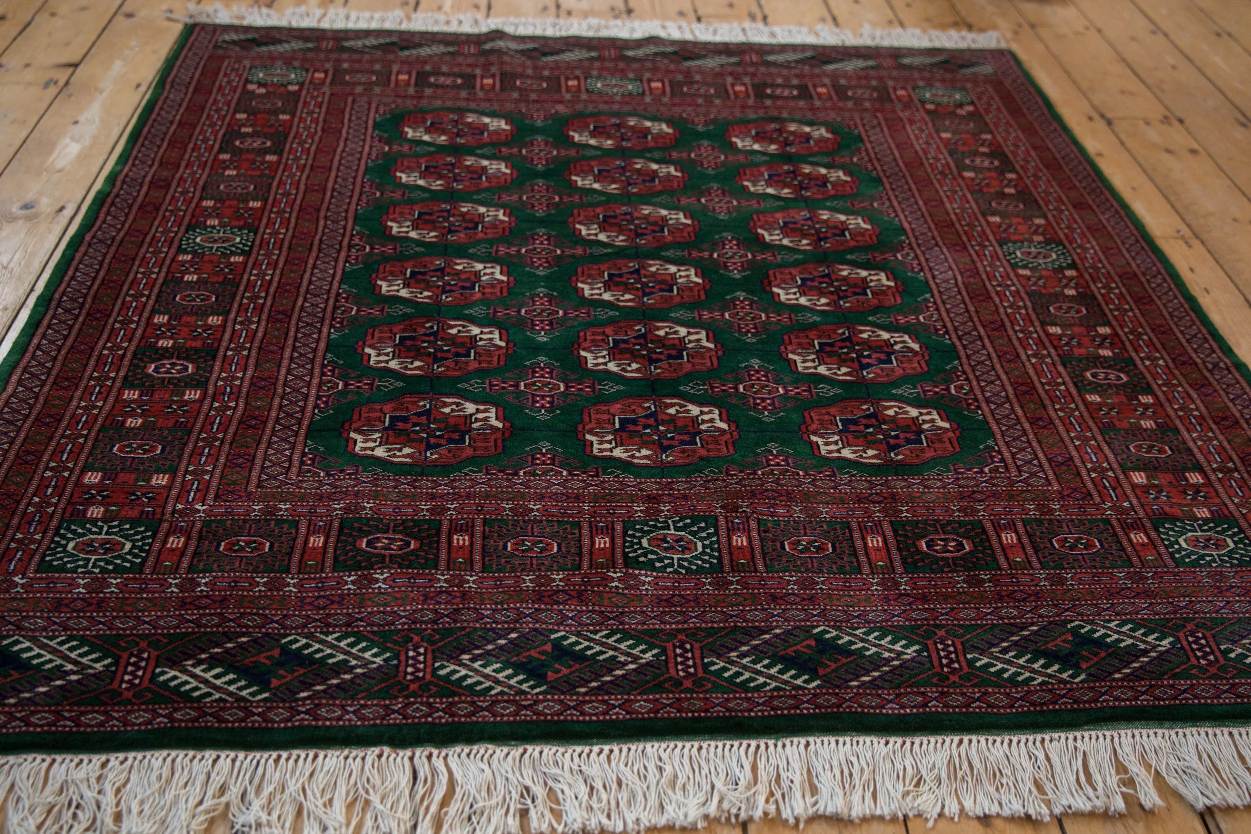 5x5 Vintage Fine Bokhara Square Rug - Image 5