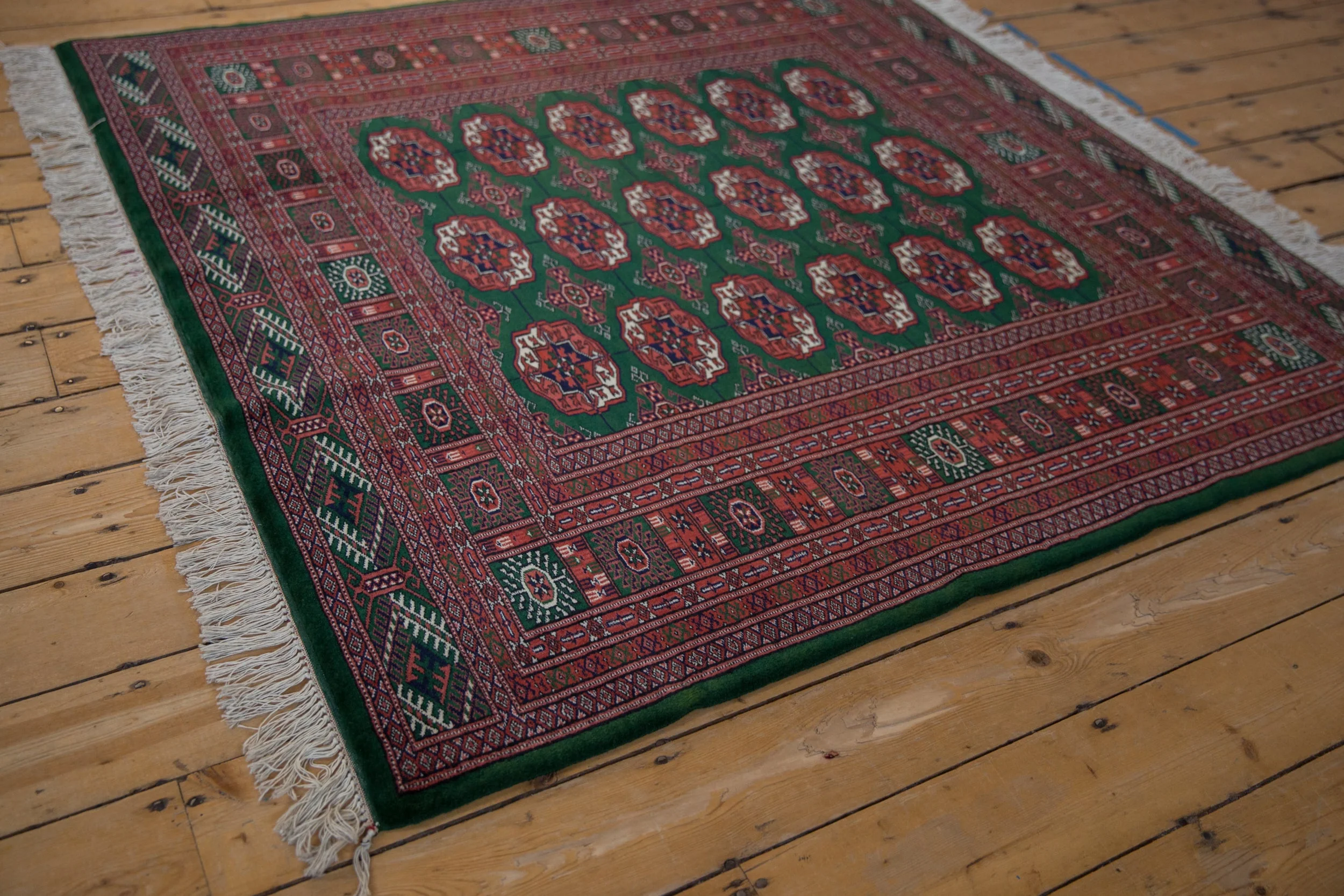 5x5 Vintage Fine Bokhara Square Rug - Image 7