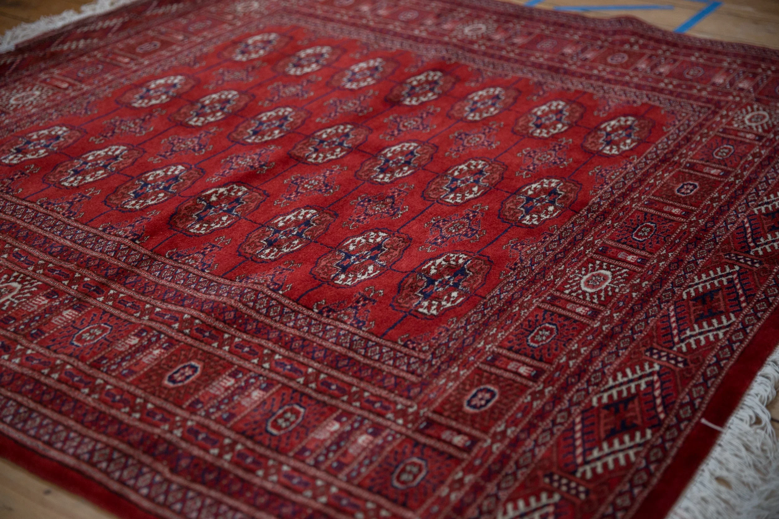 5x5 Vintage Fine Bokhara Square Rug - Image 5