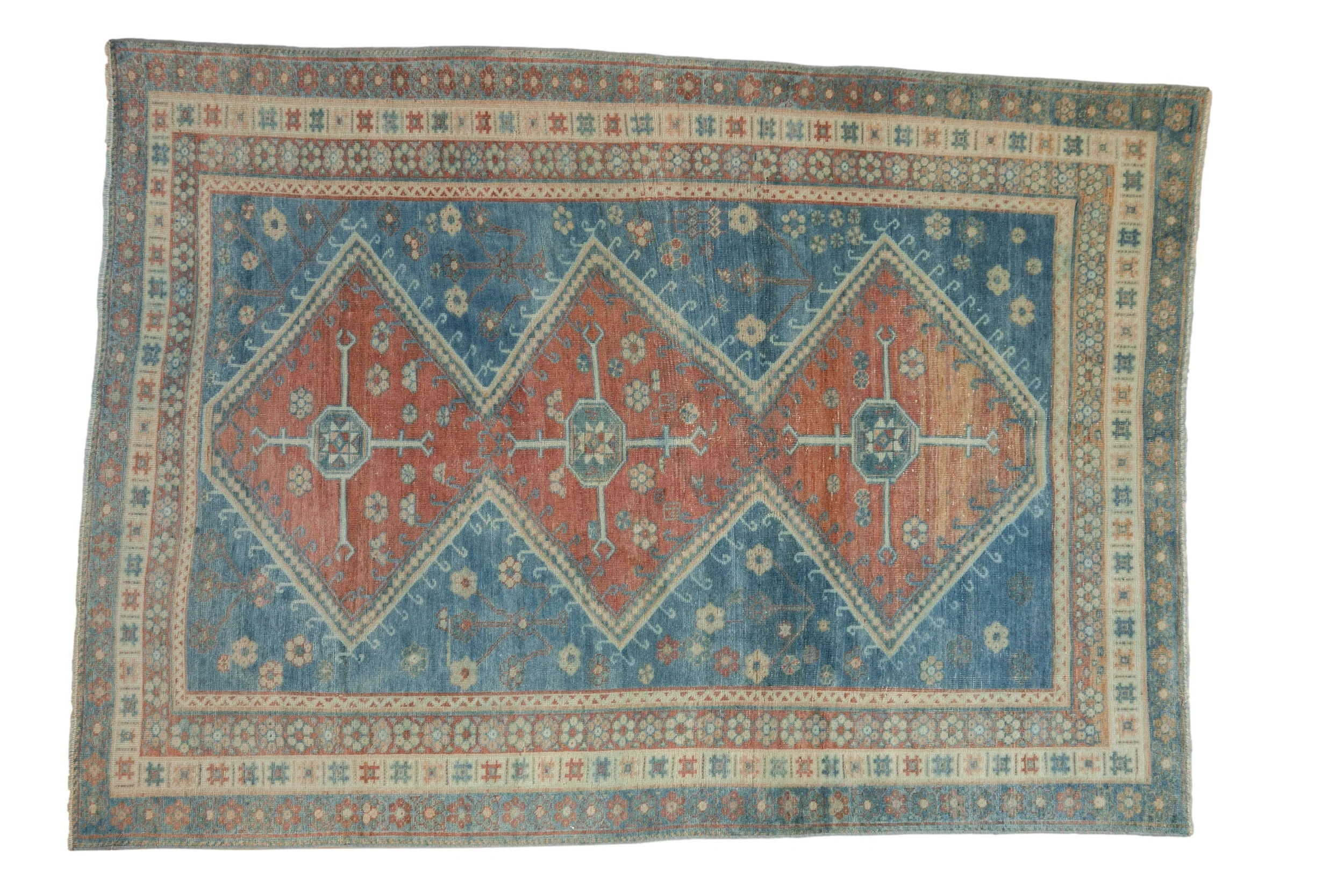 5x6.5 Vintage Distressed Caucasian Rug