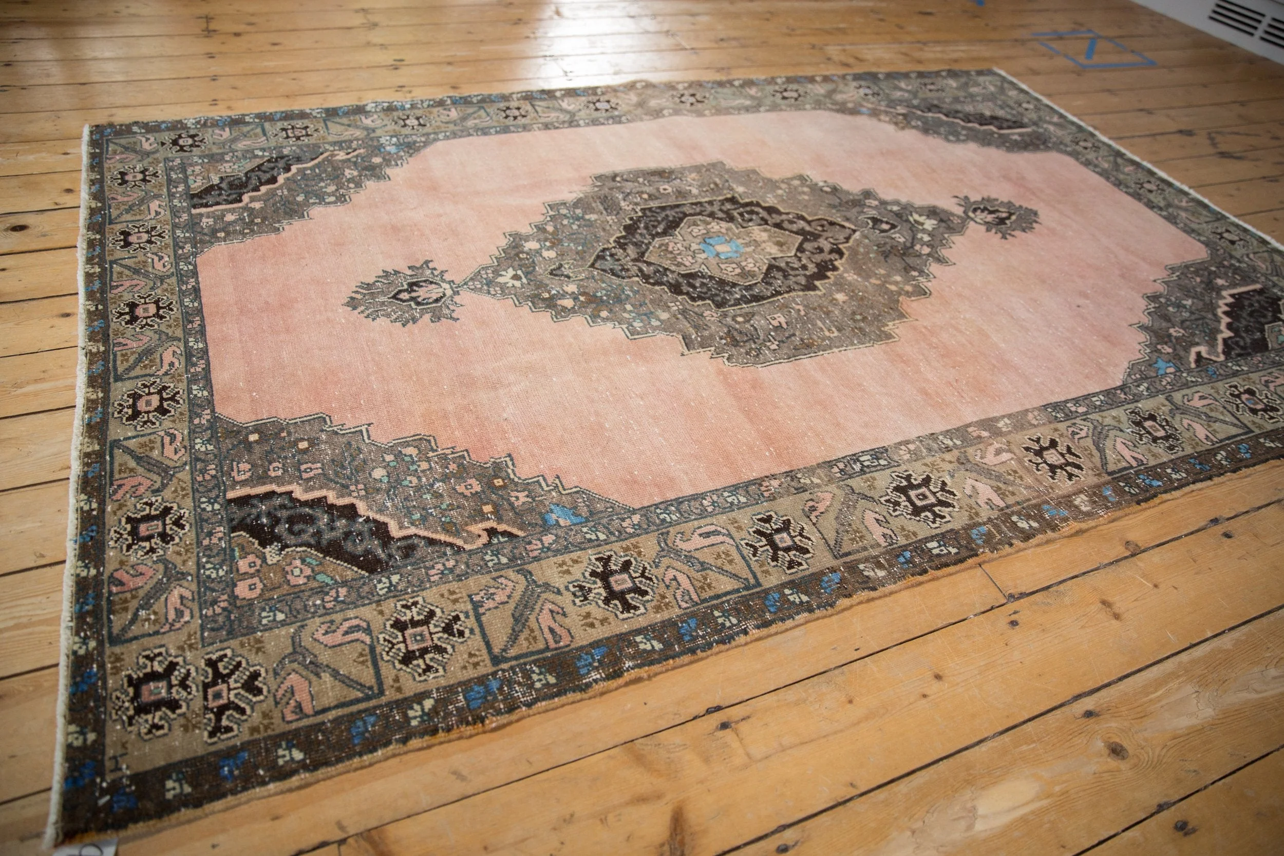 5x8 Vintage Distressed Oushak Carpet - Image 9