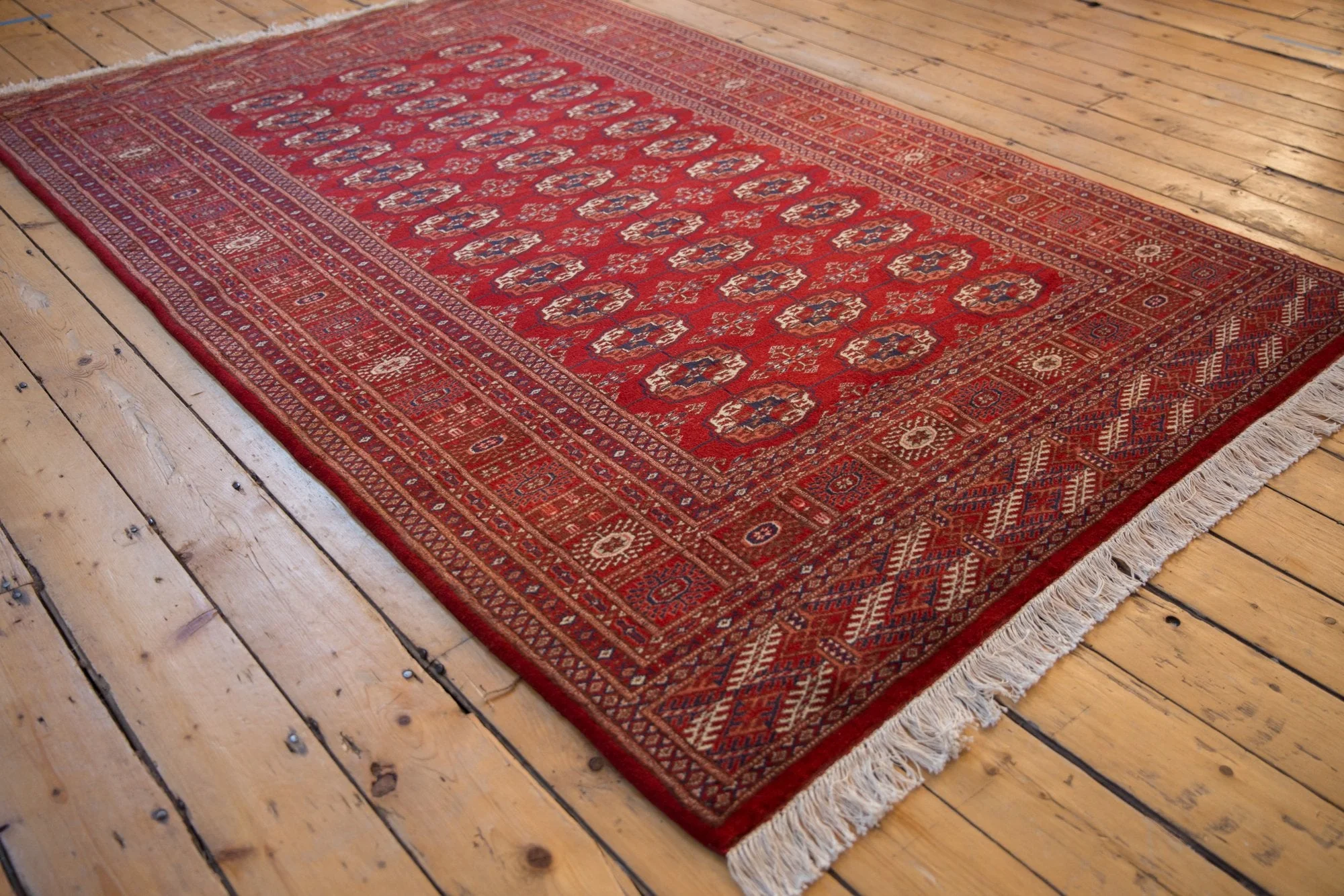 5x8 Vintage Fine Pakistani Bokhara Design Carpet - Image 6