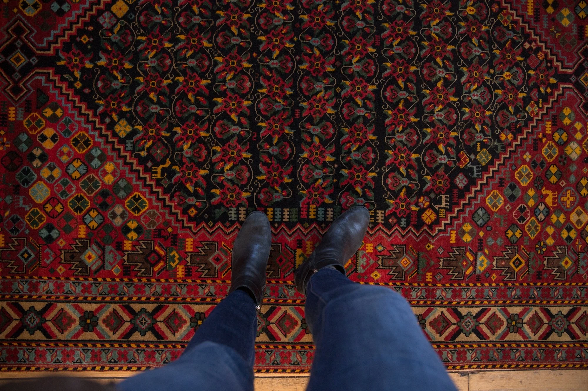 5x8 Vintage Indian Afshar Design Carpet - Image 2
