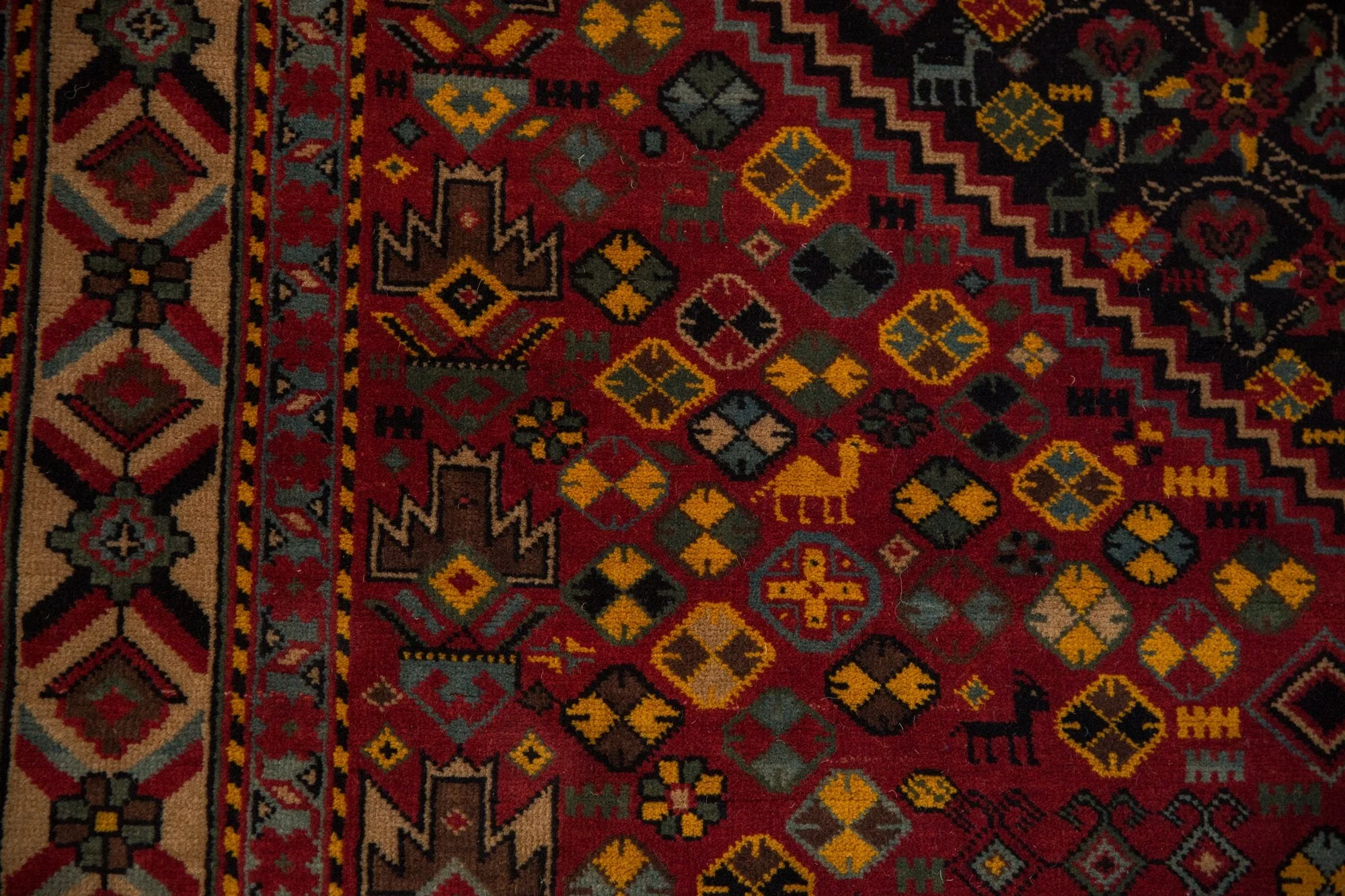 5x8 Vintage Indian Afshar Design Carpet - Image 3