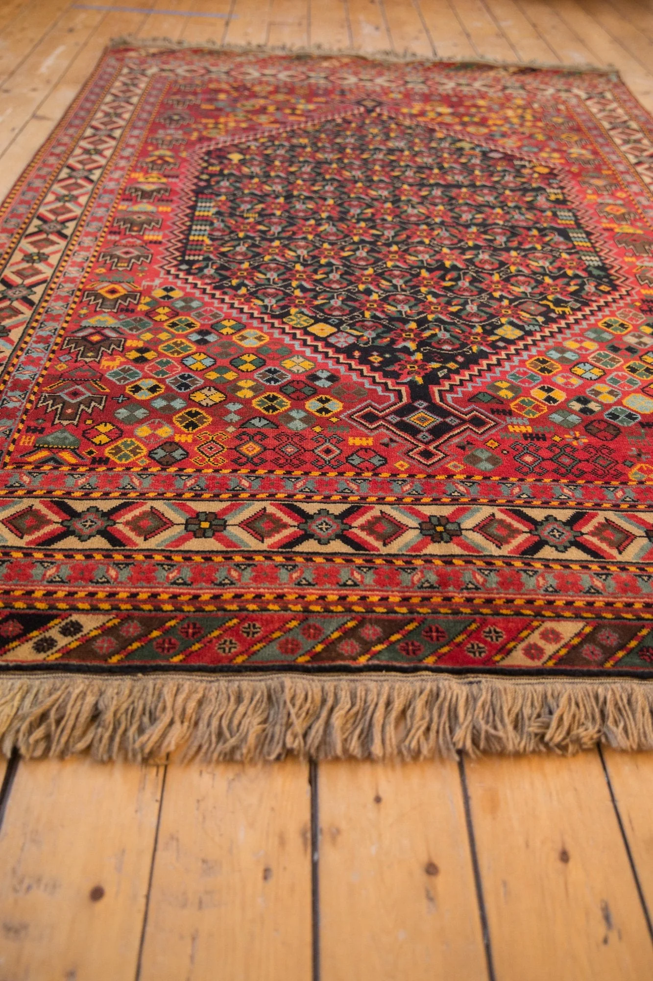 5x8 Vintage Indian Afshar Design Carpet - Image 8