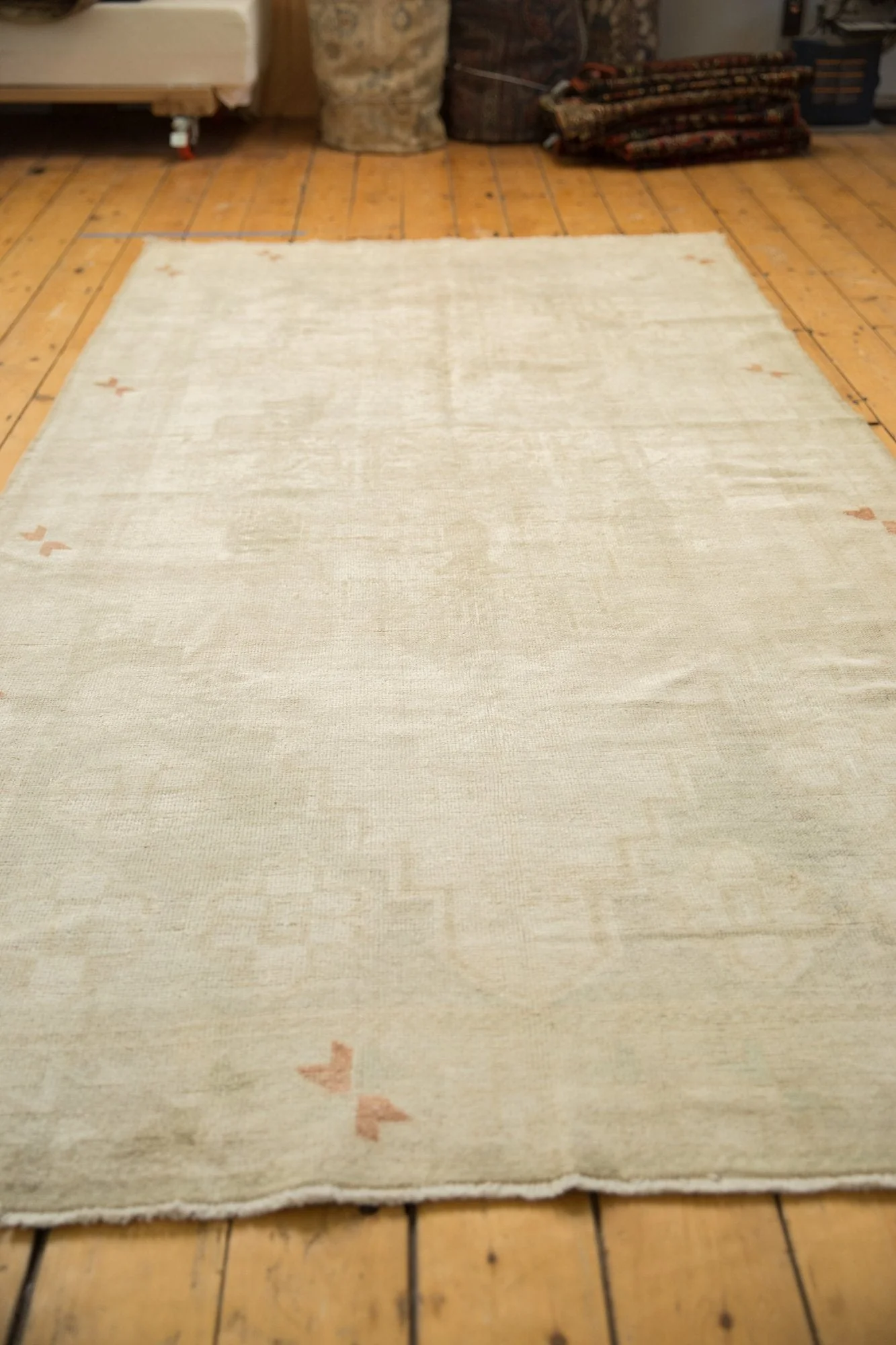 5x9.5 Vintage Distressed Oushak Carpet - Image 10