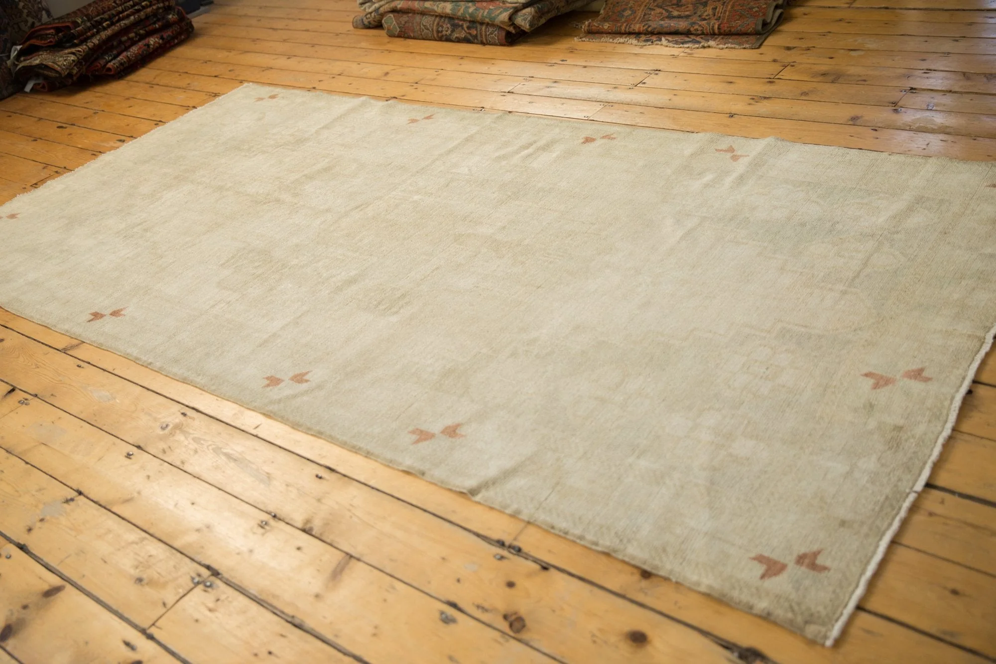 5x9.5 Vintage Distressed Oushak Carpet - Image 8