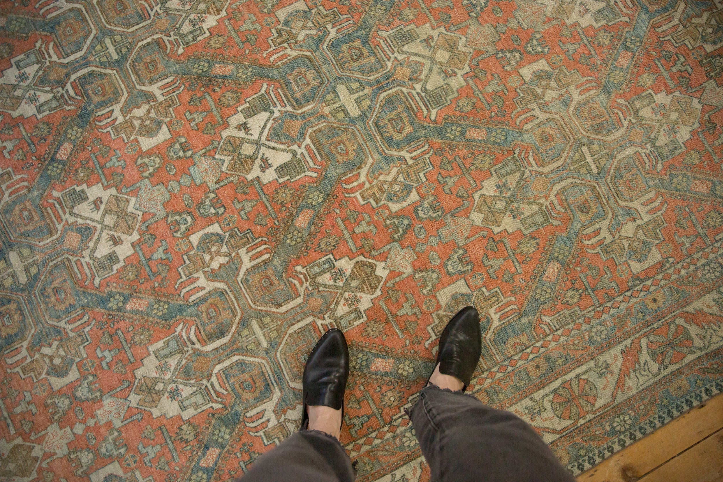 6.5x10 Vintage Distressed Caucasian Carpet - Image 2
