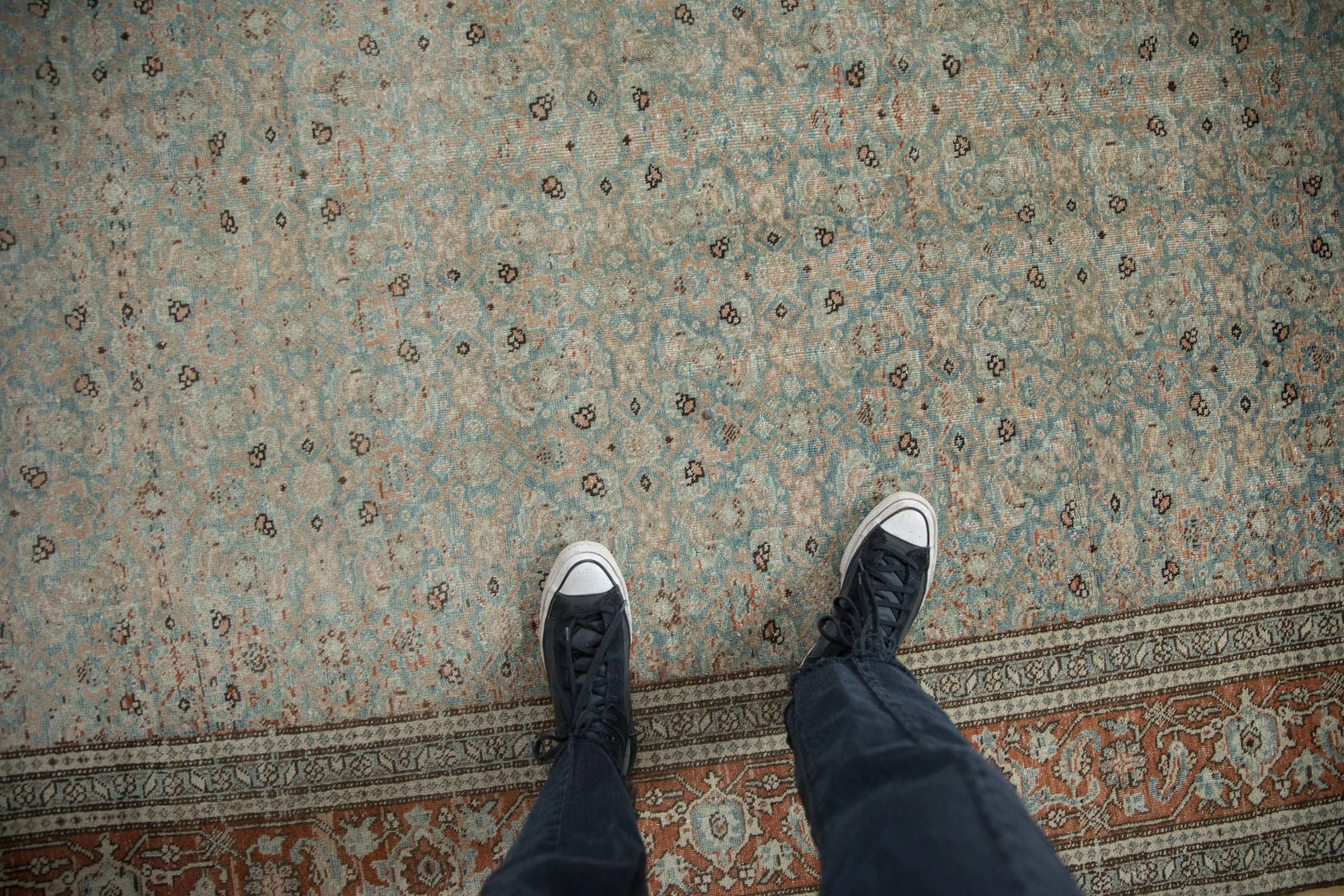 6.5x10 Vintage Distressed Tabriz Carpet - Image 2