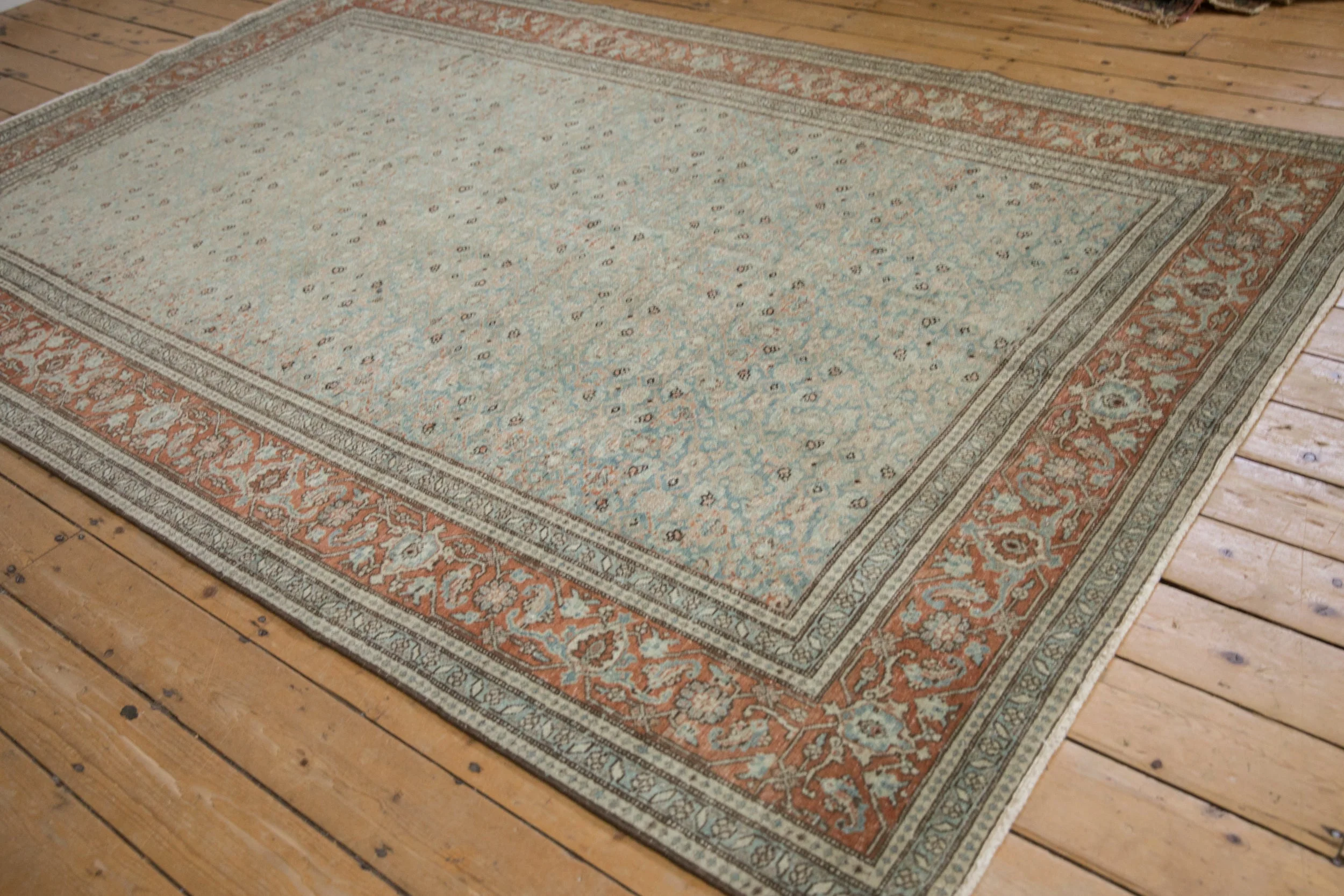 6.5x10 Vintage Distressed Tabriz Carpet - Image 4