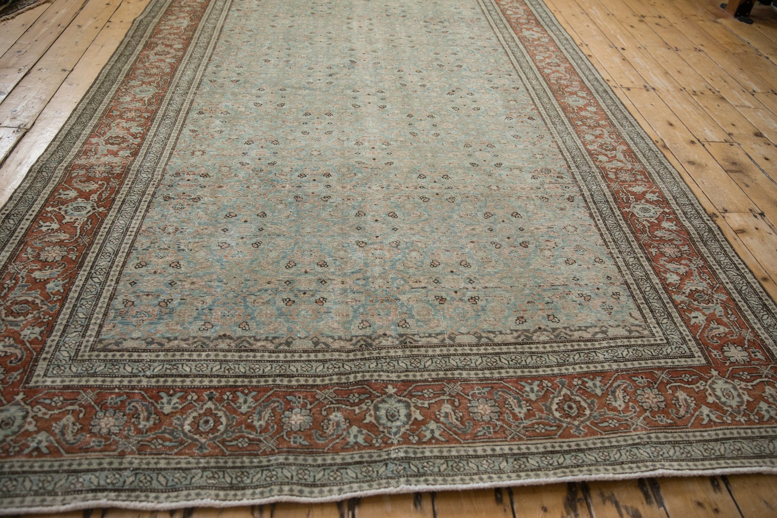 6.5x10 Vintage Distressed Tabriz Carpet - Image 7