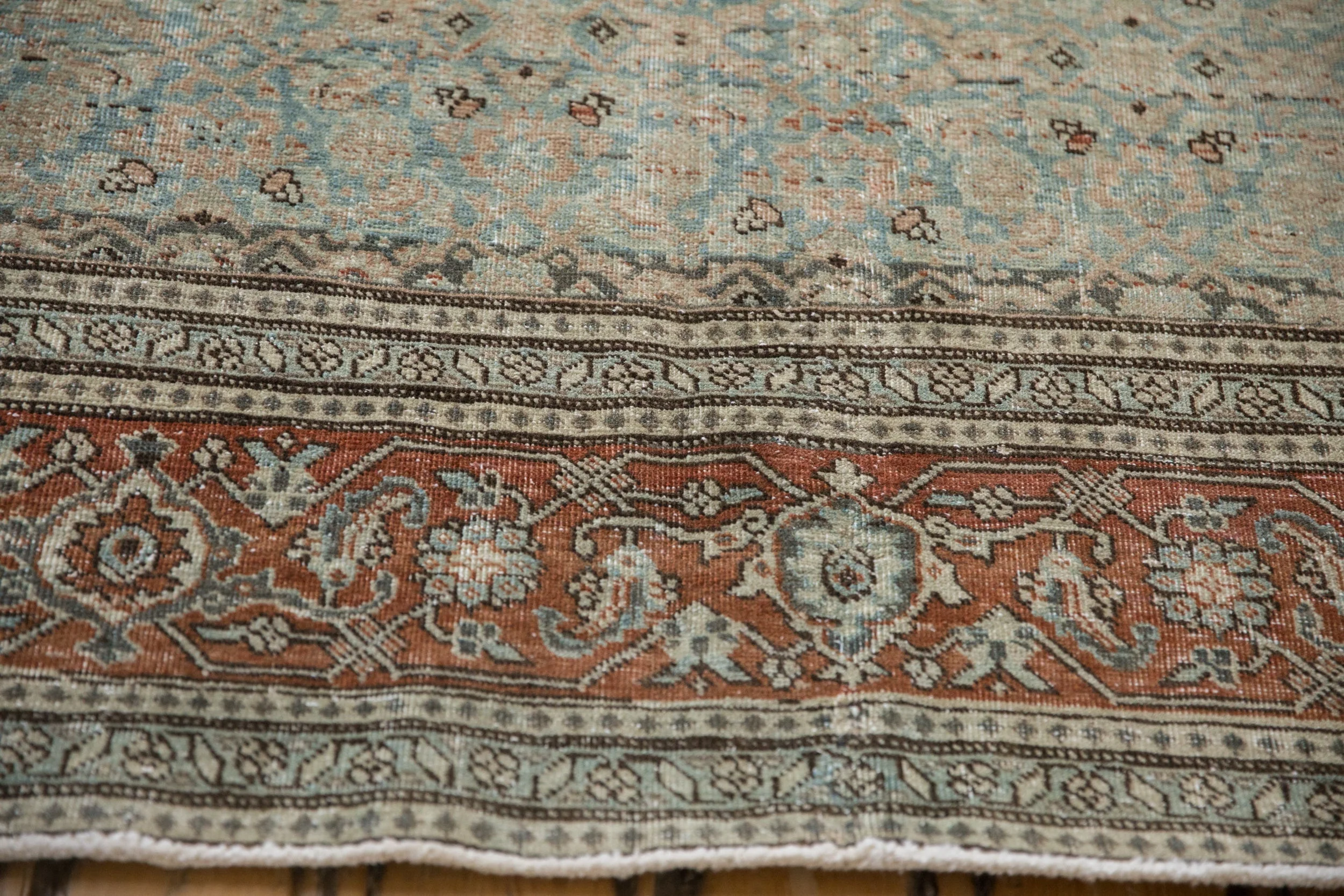 6.5x10 Vintage Distressed Tabriz Carpet - Image 8
