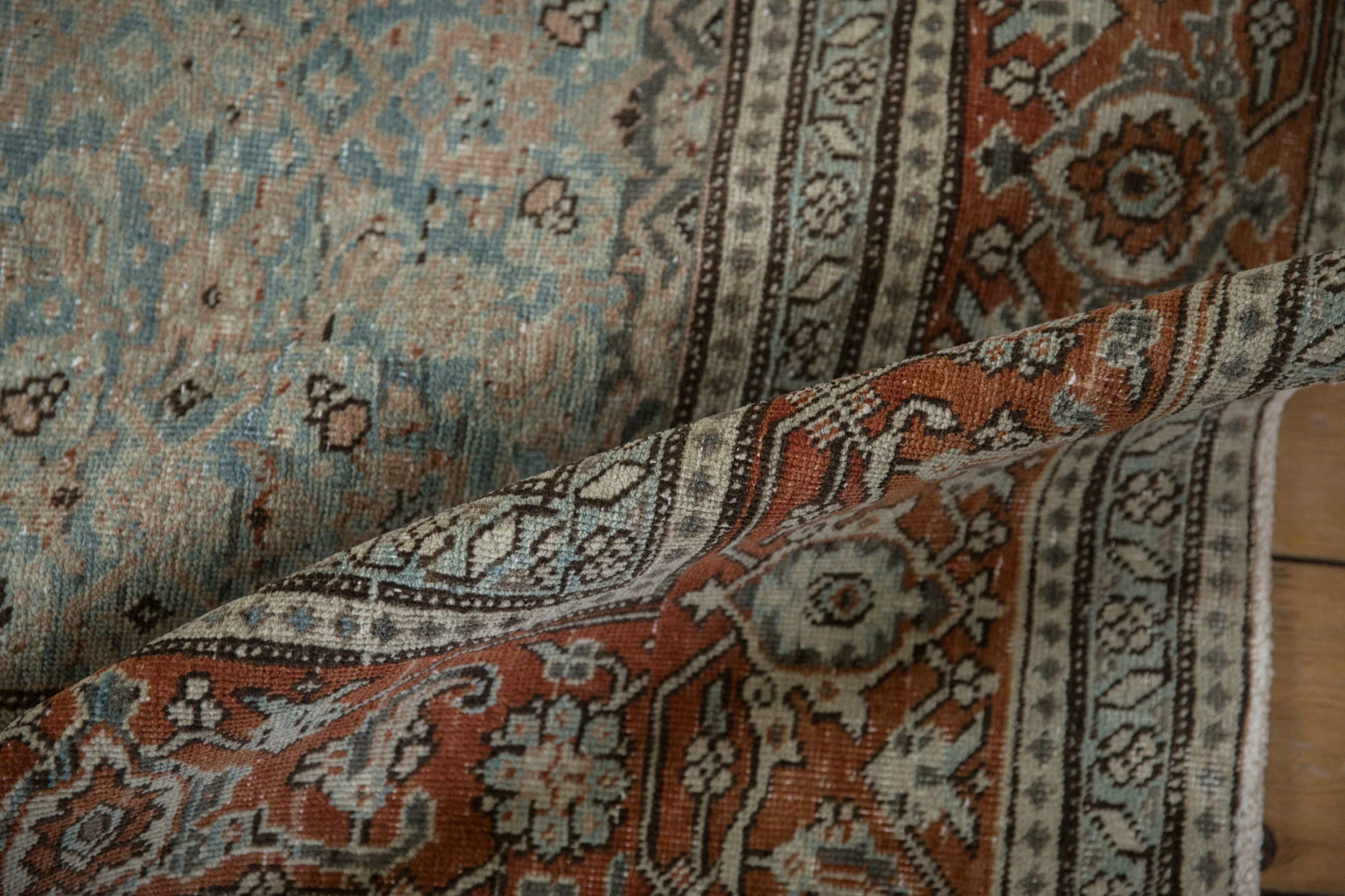 6.5x10 Vintage Distressed Tabriz Carpet - Image 9