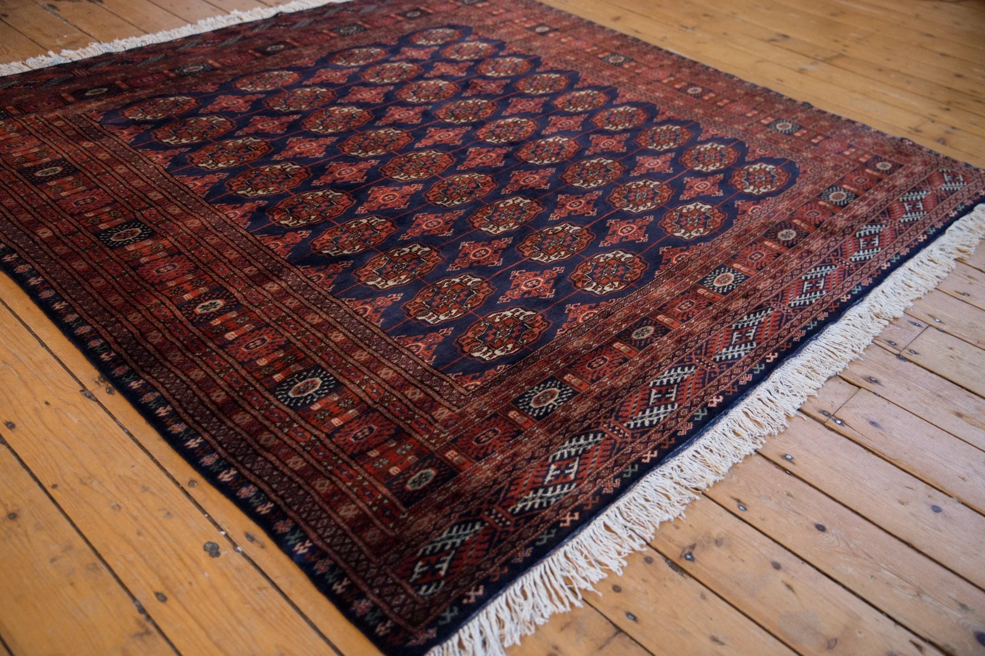 6.5x6.5 Vintage Fine Pakistani Bokhara Design Square Carpet - Image 3