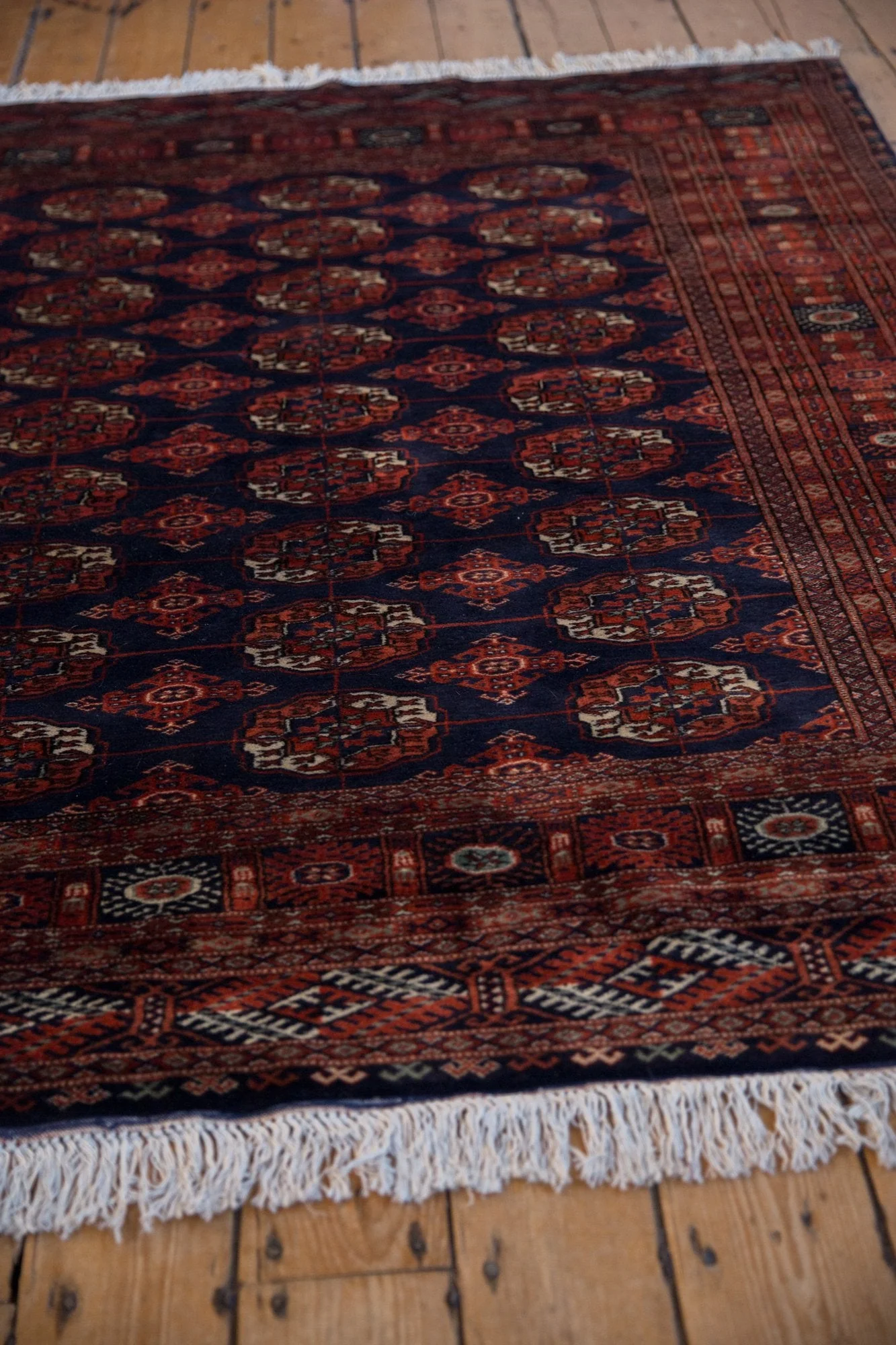 6.5x6.5 Vintage Fine Pakistani Bokhara Design Square Carpet - Image 4