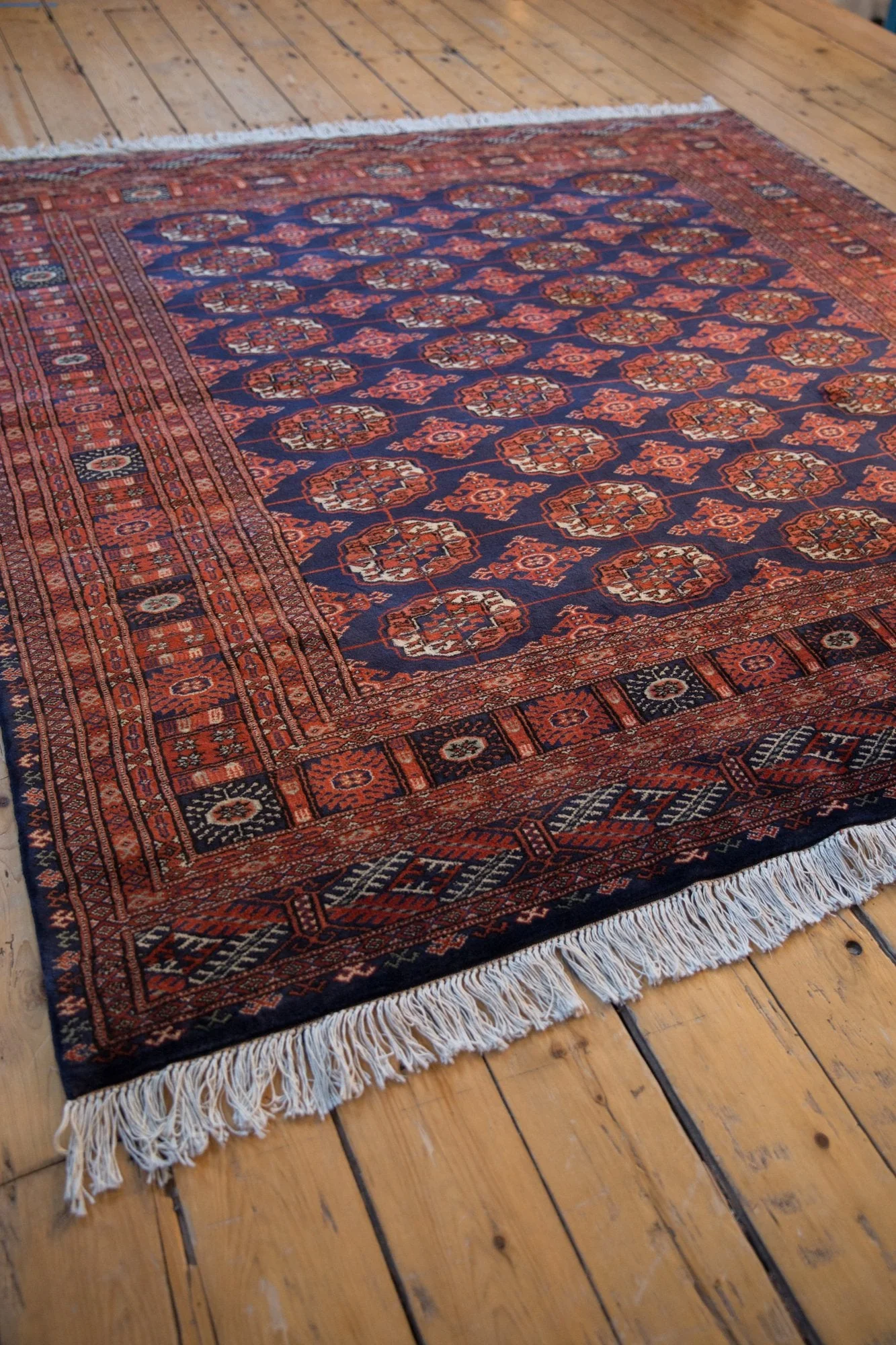 6.5x6.5 Vintage Fine Pakistani Bokhara Design Square Carpet - Image 6