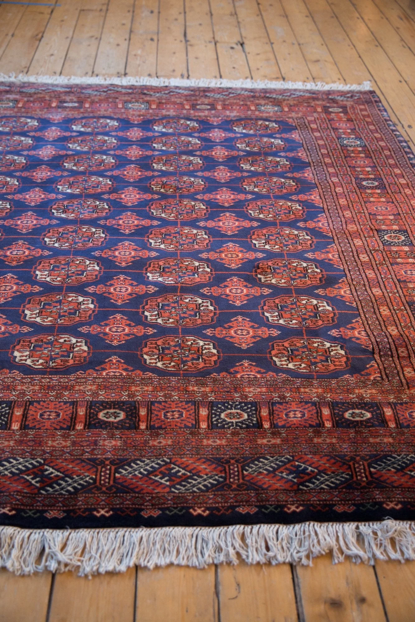 6.5x6.5 Vintage Fine Pakistani Bokhara Design Square Carpet - Image 7