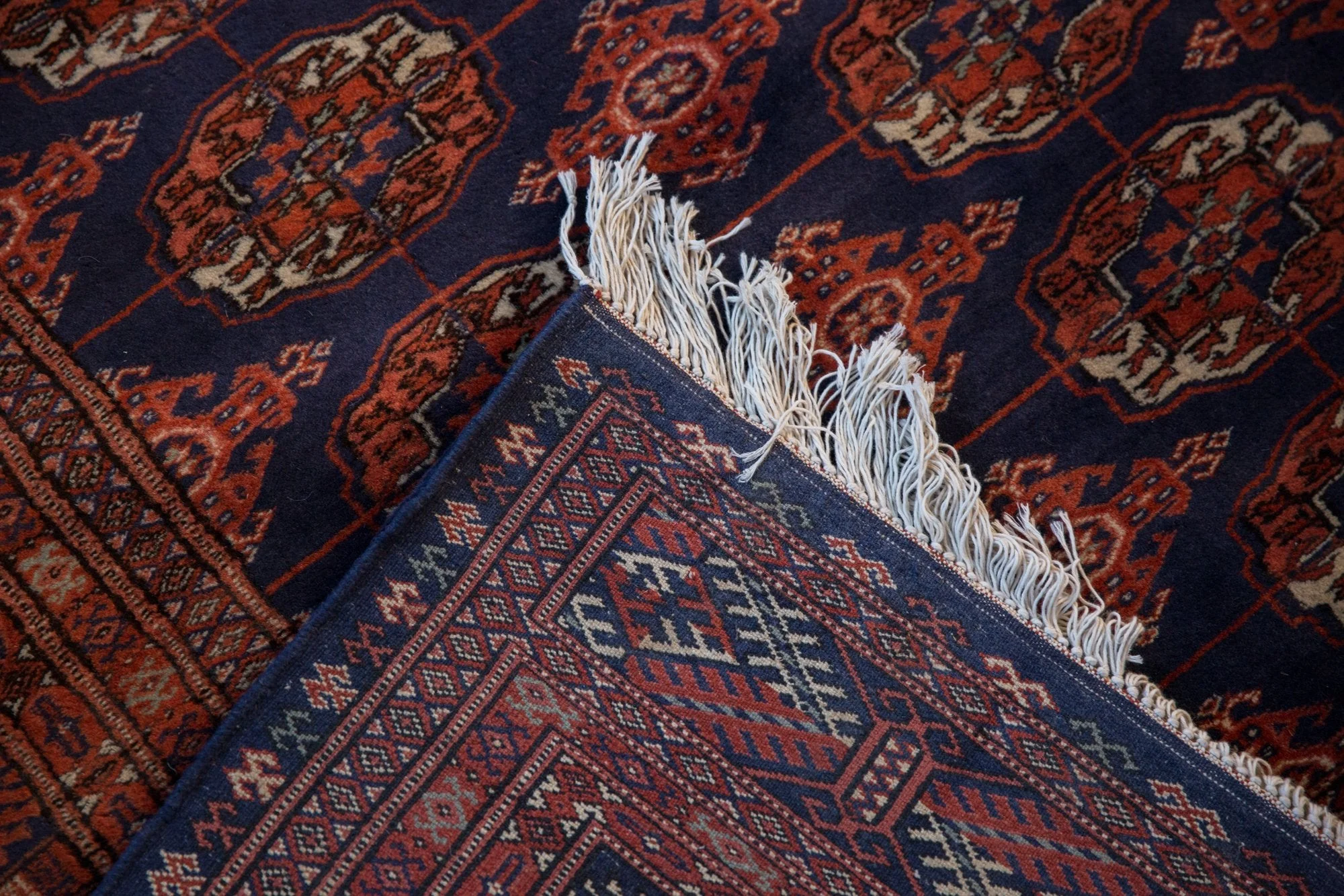 6.5x6.5 Vintage Fine Pakistani Bokhara Design Square Carpet - Image 9