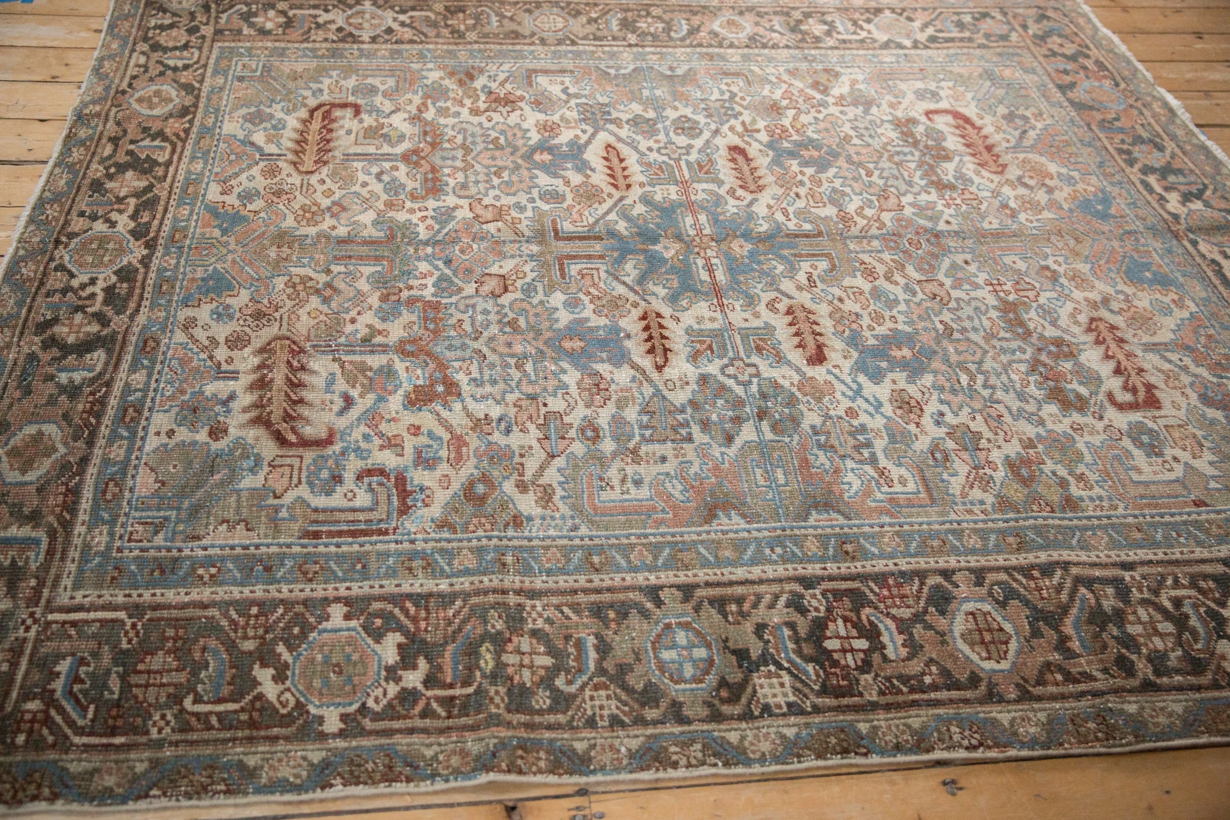 6.5x7.5 Vintage Distressed Heriz Carpet - Image 6