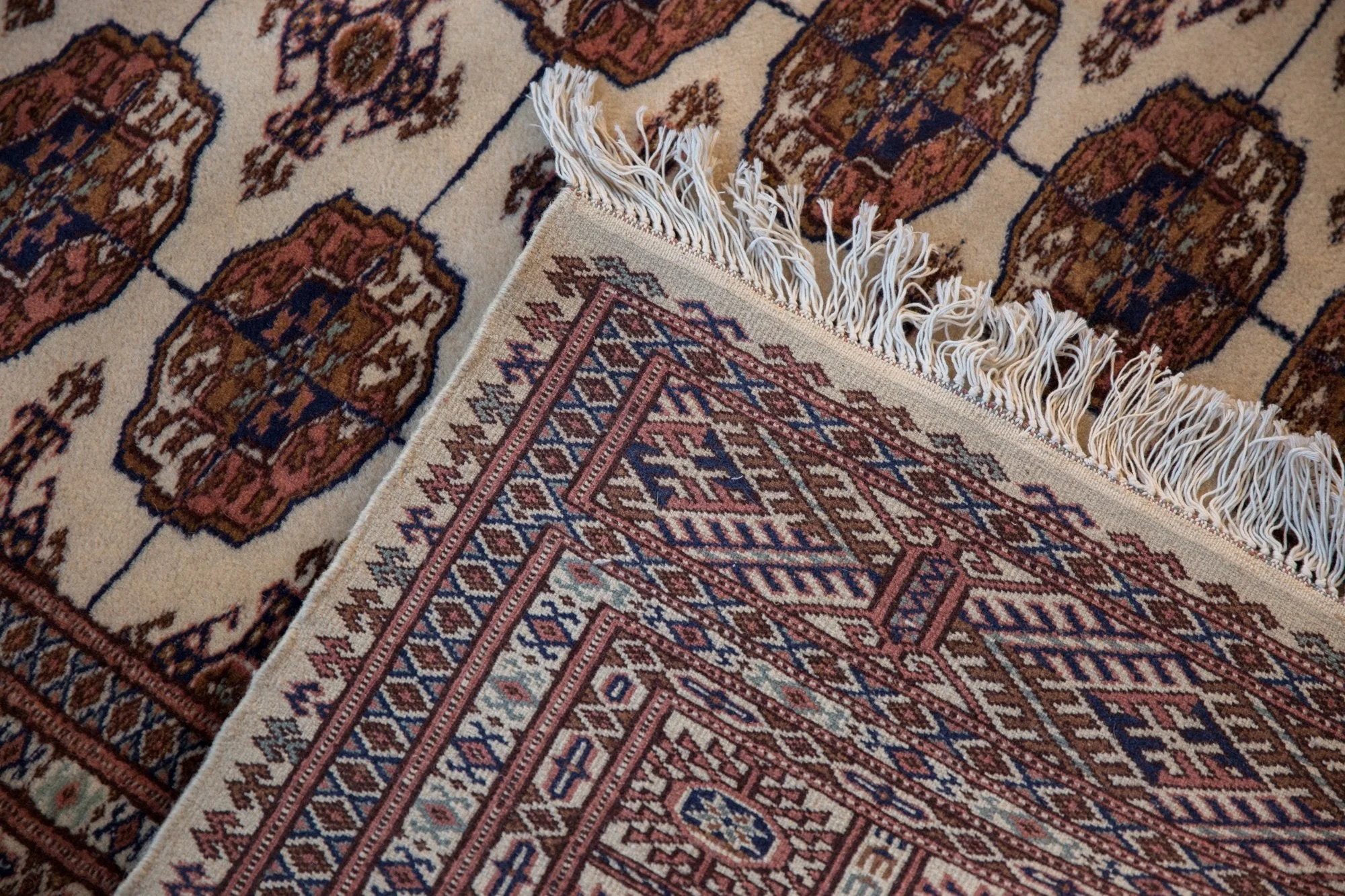 6.5x7 Vintage Fine Pakistani Bokhara Design Square Carpet - Image 11